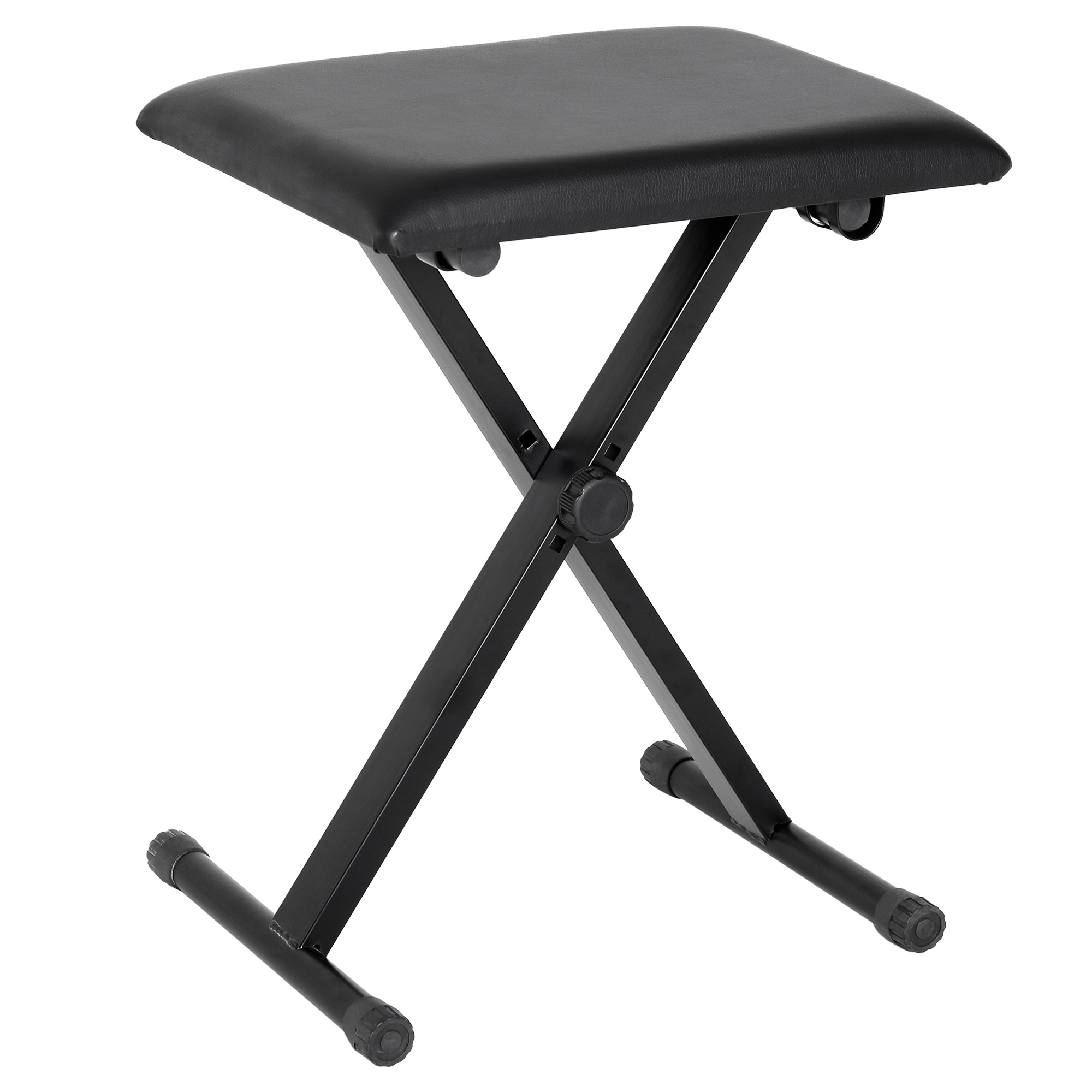 HOMCOM Stołek do fortepianu, taboret do pianina, stołek kosmetyczny z regulacją wysokości, składany, metal, sztuczna skóra, pianka, czarny, 39 x 29 x 