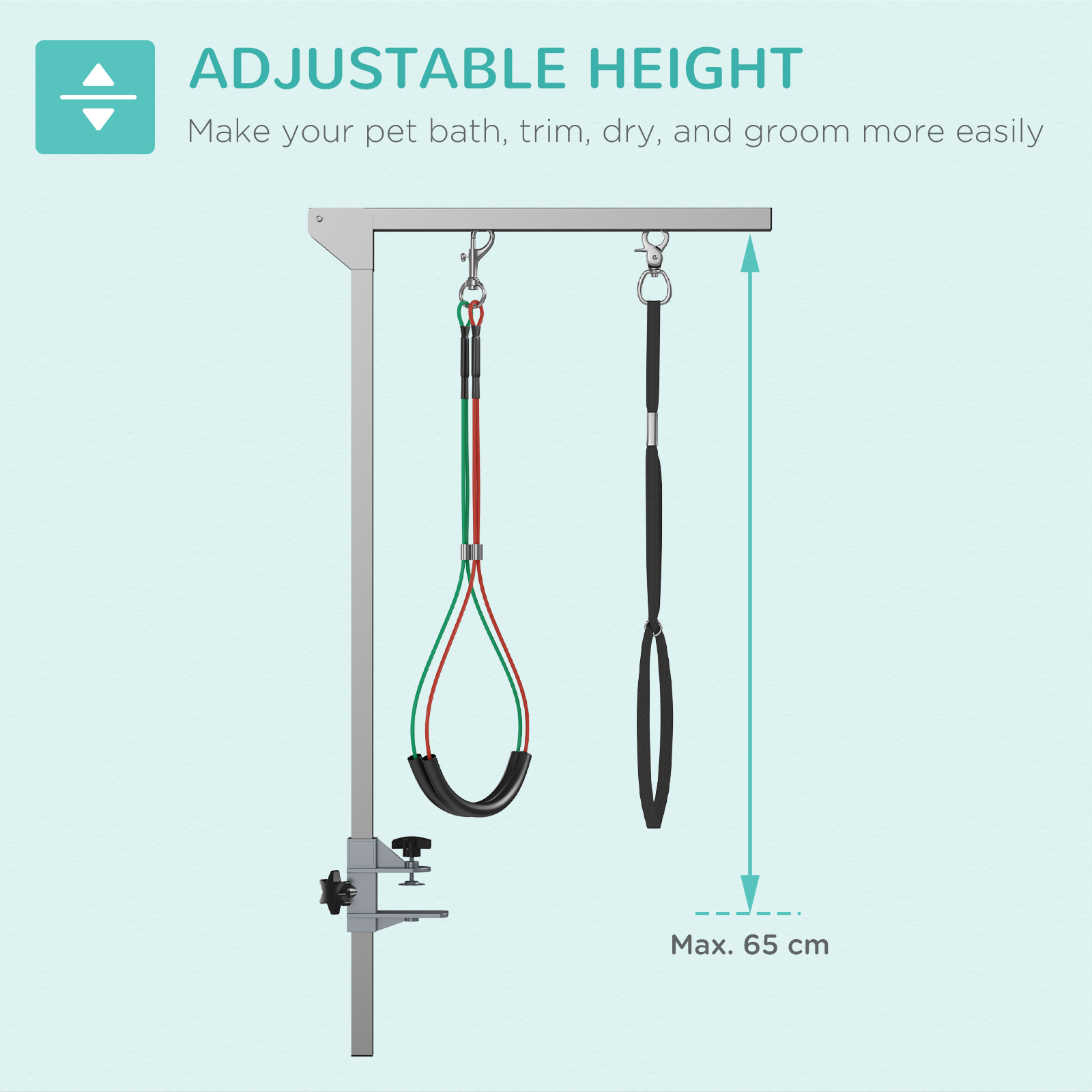 PawHut Pet Grooming Arm, Foldable with Adjustable Clamp, 29" Height, for Medium Dogs, Includes Grooming Loop, Black