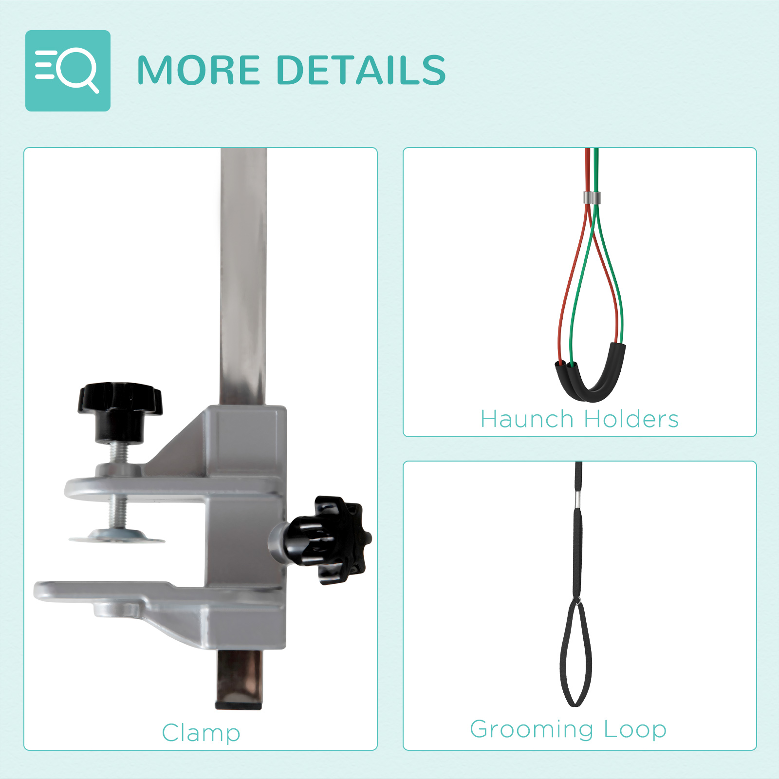 PawHut Pet Grooming Arm, Foldable with Adjustable Clamp, 29" Height, for Medium Dogs, Includes Grooming Loop, Black