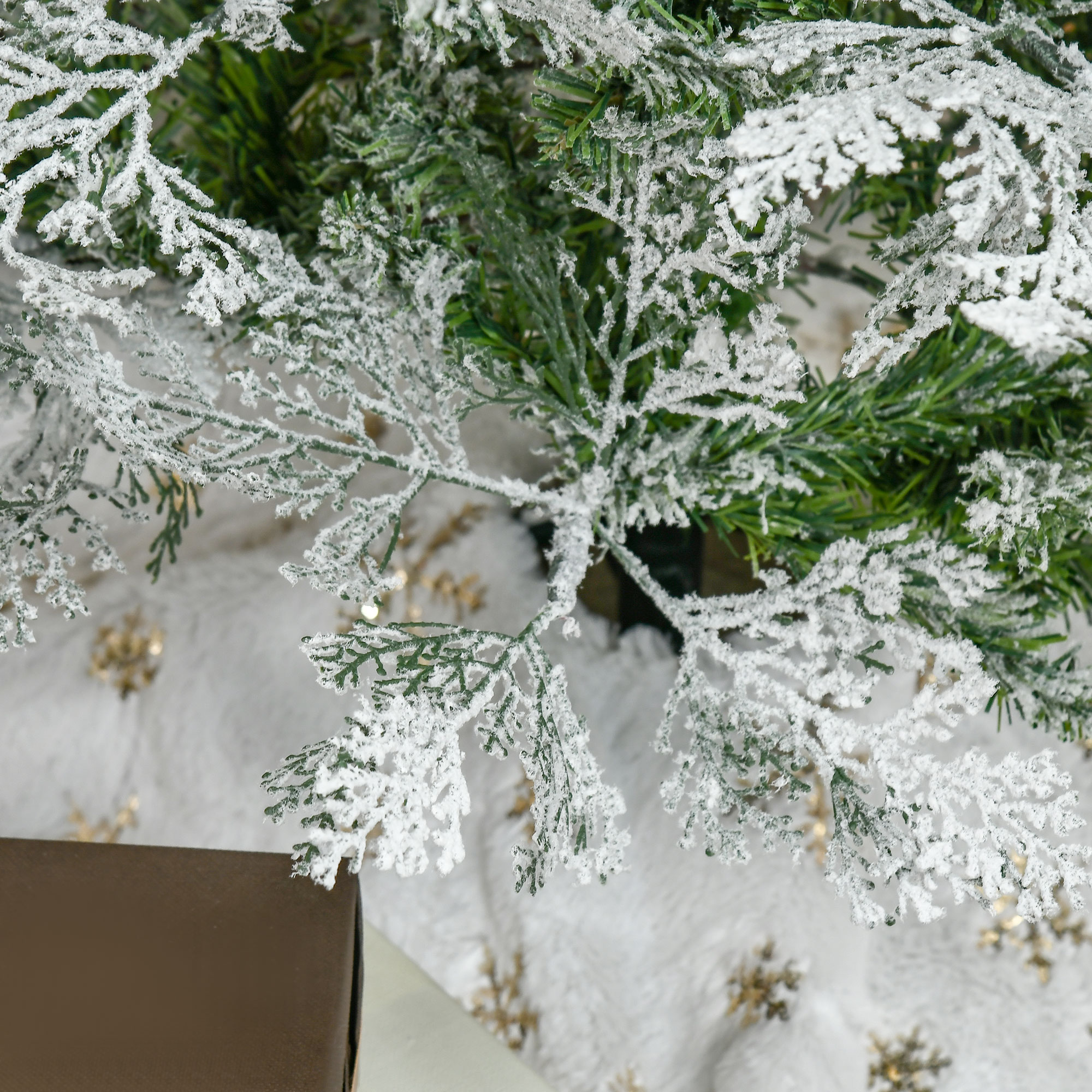 HOMCOM Pencil Snow Flocked Artificial Christmas Tree with Realistic Cypress Branches, Auto Open, Green