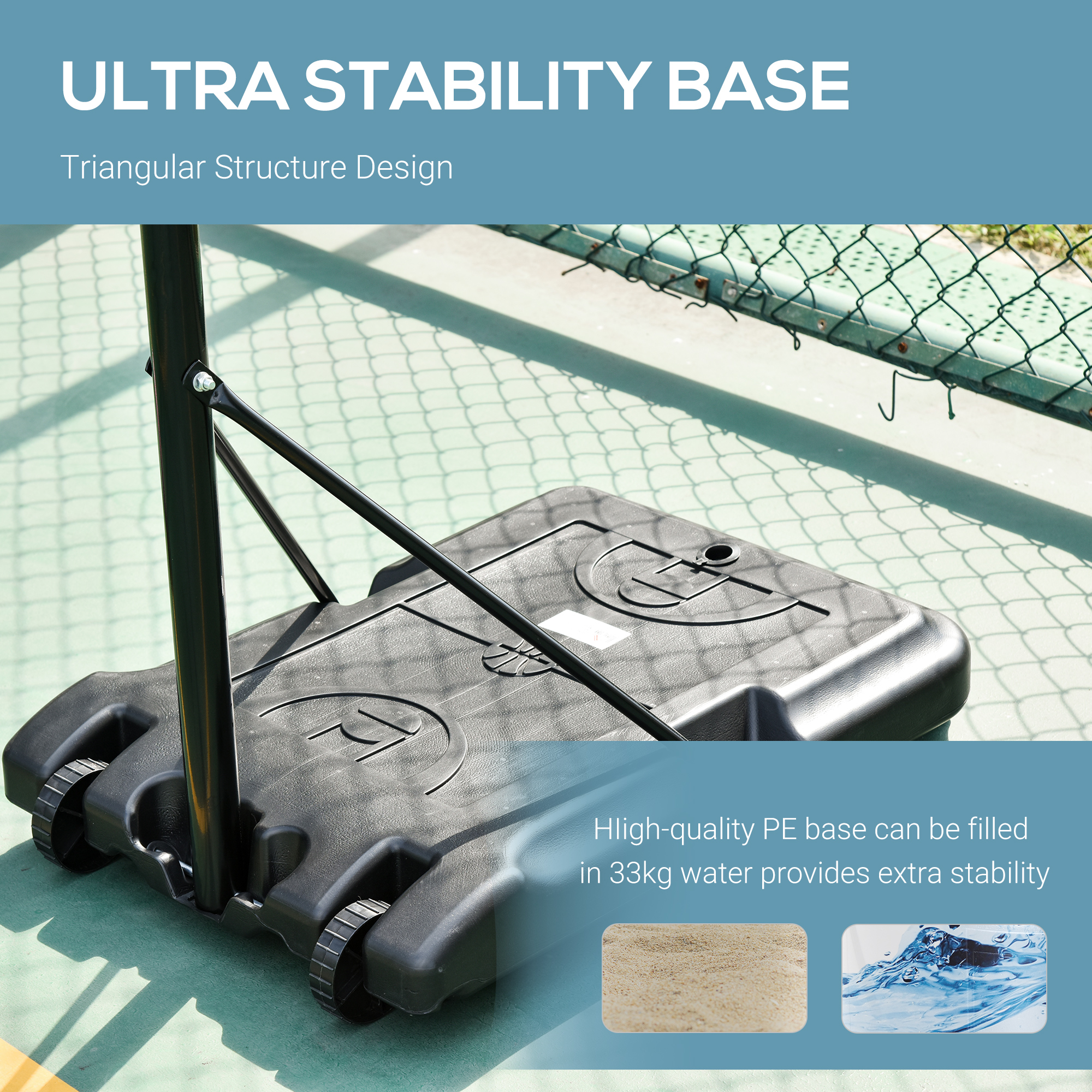 HOMCOM Adjustable Portable Basketball Stand, 175-215cm, with Sturdy Rim, Large Wheels, Stable Base, Net, Free Standing
