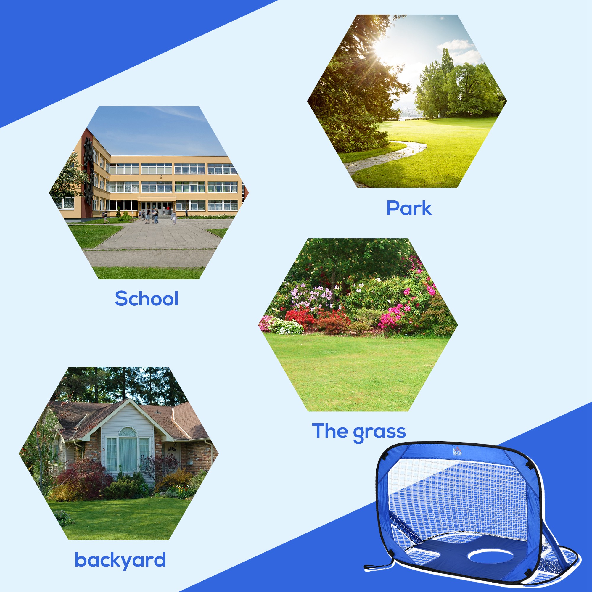 HOMCOM 2-in-1 Pop Up Football Goal Nets for Kids, Garden Outdoor Sports and Practice Target