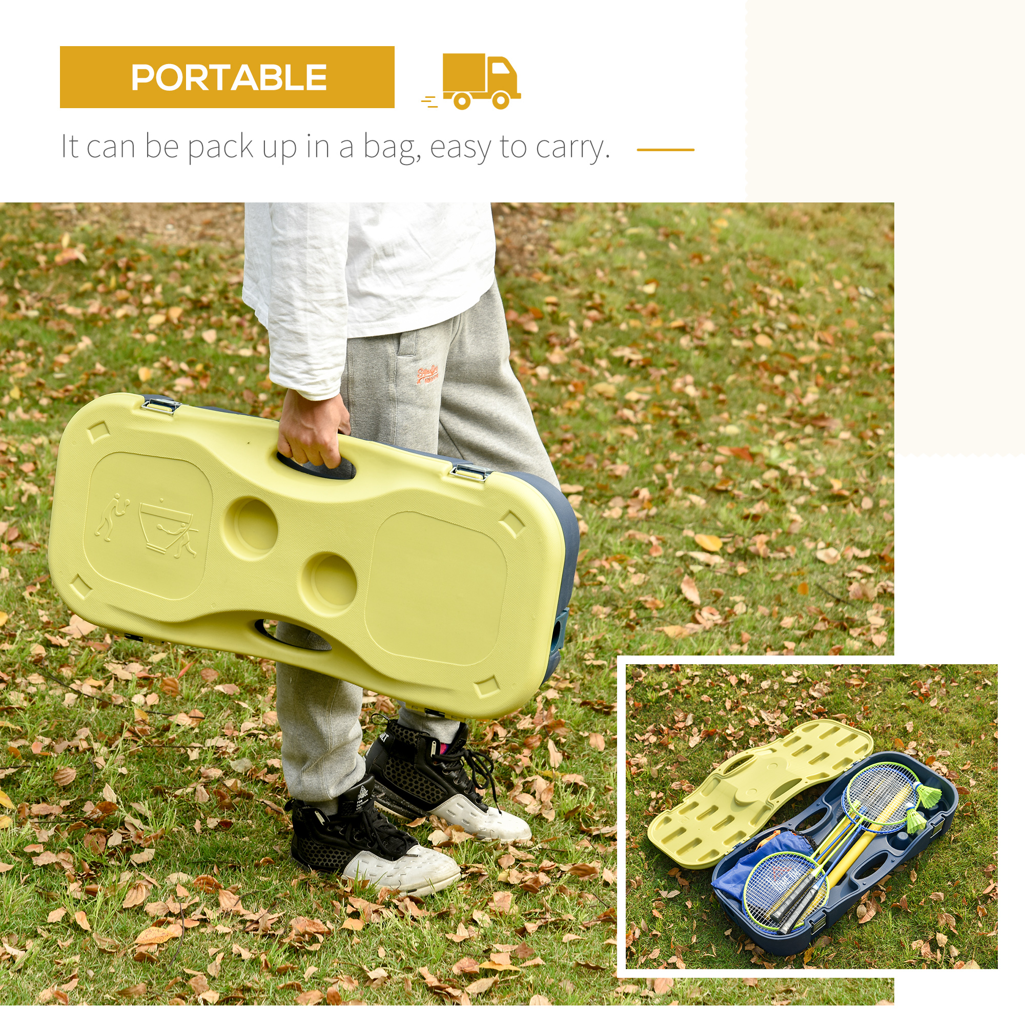 HOMCOM Badminton Net Set Portable, Foldable Design for Indoor Outdoor Use, Ideal for Beach, Backyard