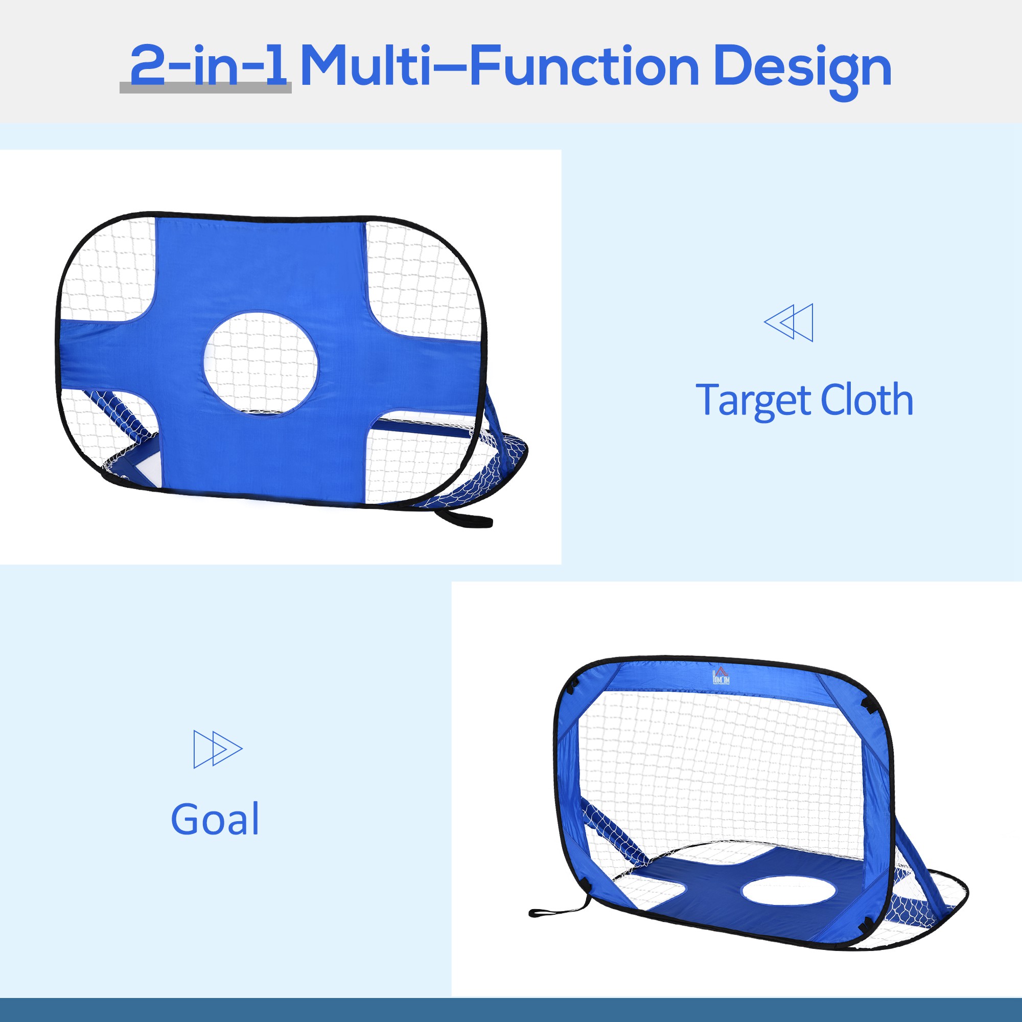 HOMCOM 2-in-1 Pop Up Football Goal Nets for Kids, Garden Outdoor Sports and Practice Target
