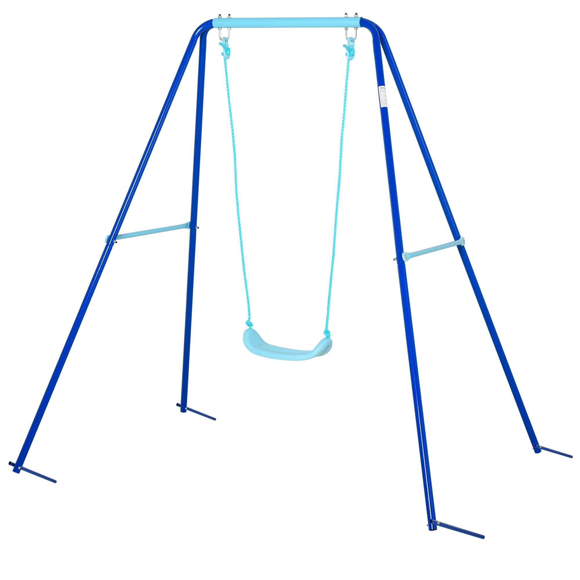 Outsunny Columpio Metal para Niños con Soporte +3 Años Juego de Columpio con Asiento y Cuerda Infantil para Jardín Patio 140x120x170 cm Azul