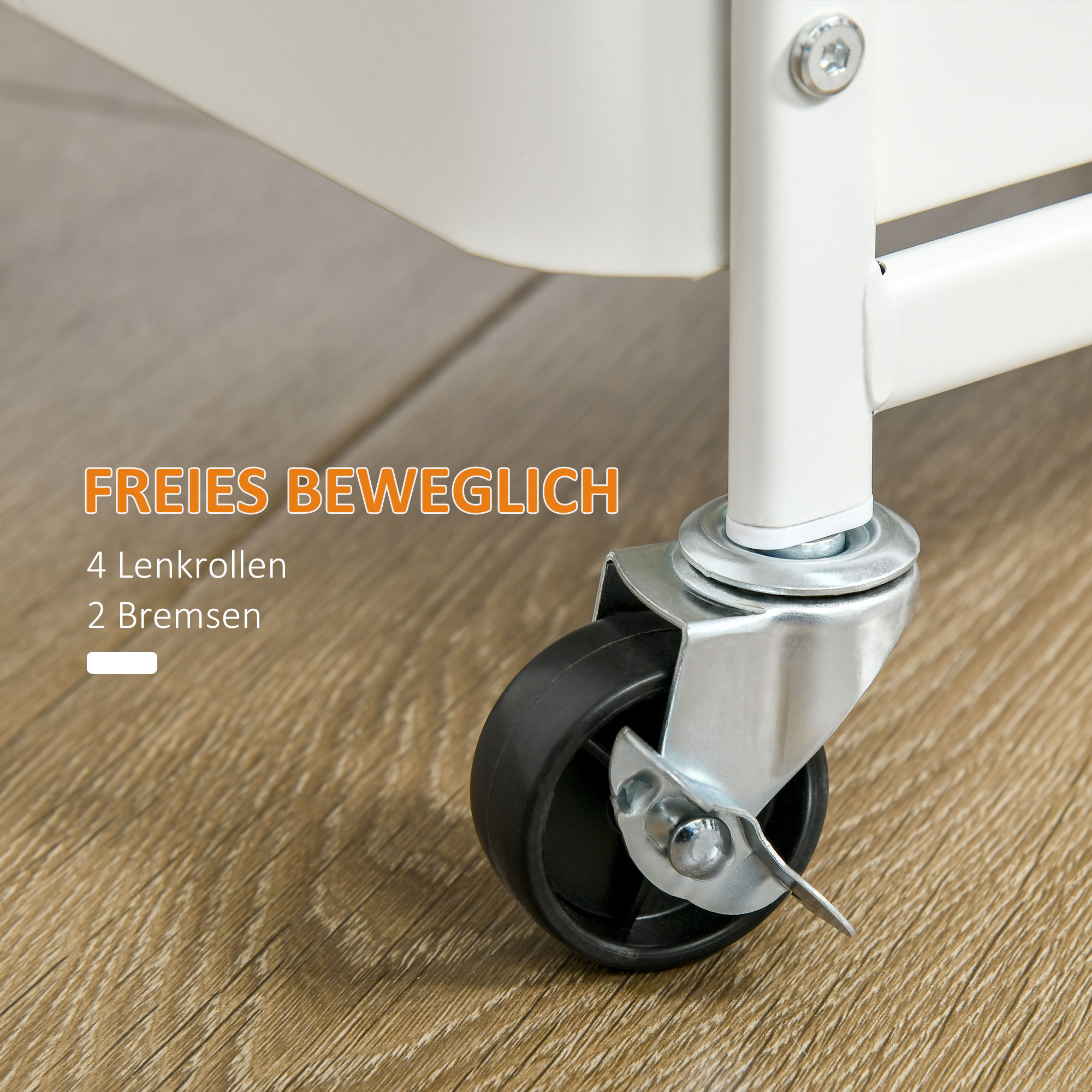 HOMCOM Serveerwagen Met 3 Lagen Op Wielen Met Handvat En Rem Voor Keuken Kantoor Badkamer Wit~1u03bpch1oo01 HOMCOM Serveerwagen Met 3 Lagen Op Wielen Met Handvat En Rem Voor Keuken Kantoor Badkamer Wit~1u03bpch1oo01