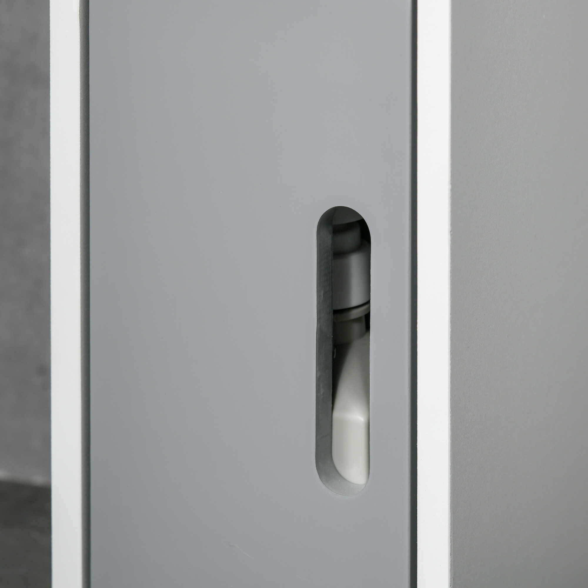 Kleankin Freestanding Bathroom Cabinet, Modern Tall Storage with Open Shelves and 3 Cupboards, for Bedroom Hallway, Grey