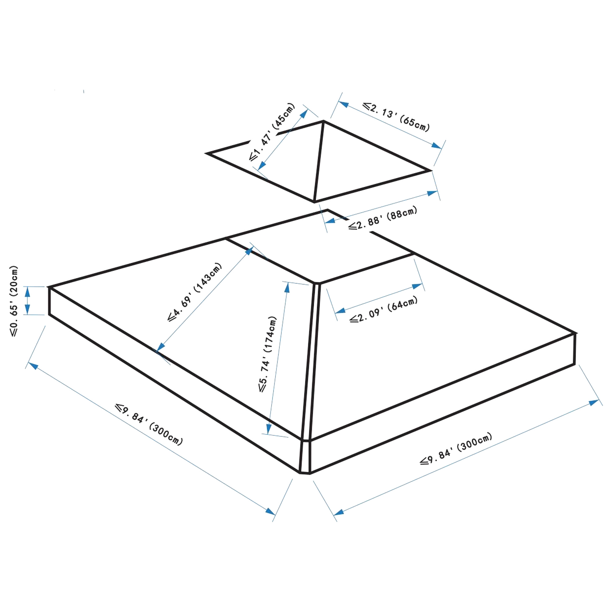 Outsunny Gazebo Canopy Roof Top Replacement Cover, 3 x 3m, Spare Part, Deep Grey (TOP ONLY)