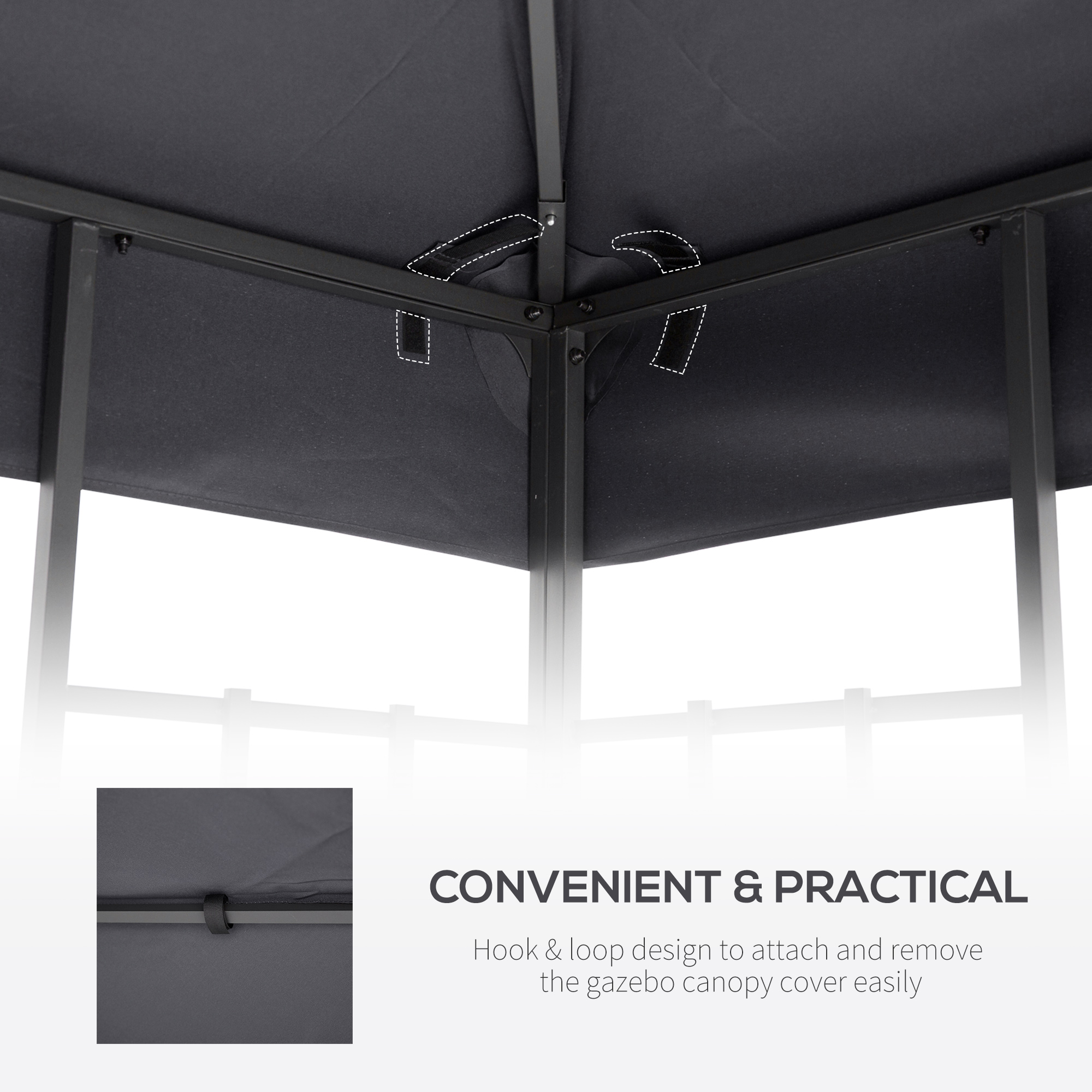 Outsunny Gazebo Canopy Roof Top Replacement Cover, 3 x 3m, Spare Part, Deep Grey (TOP ONLY)