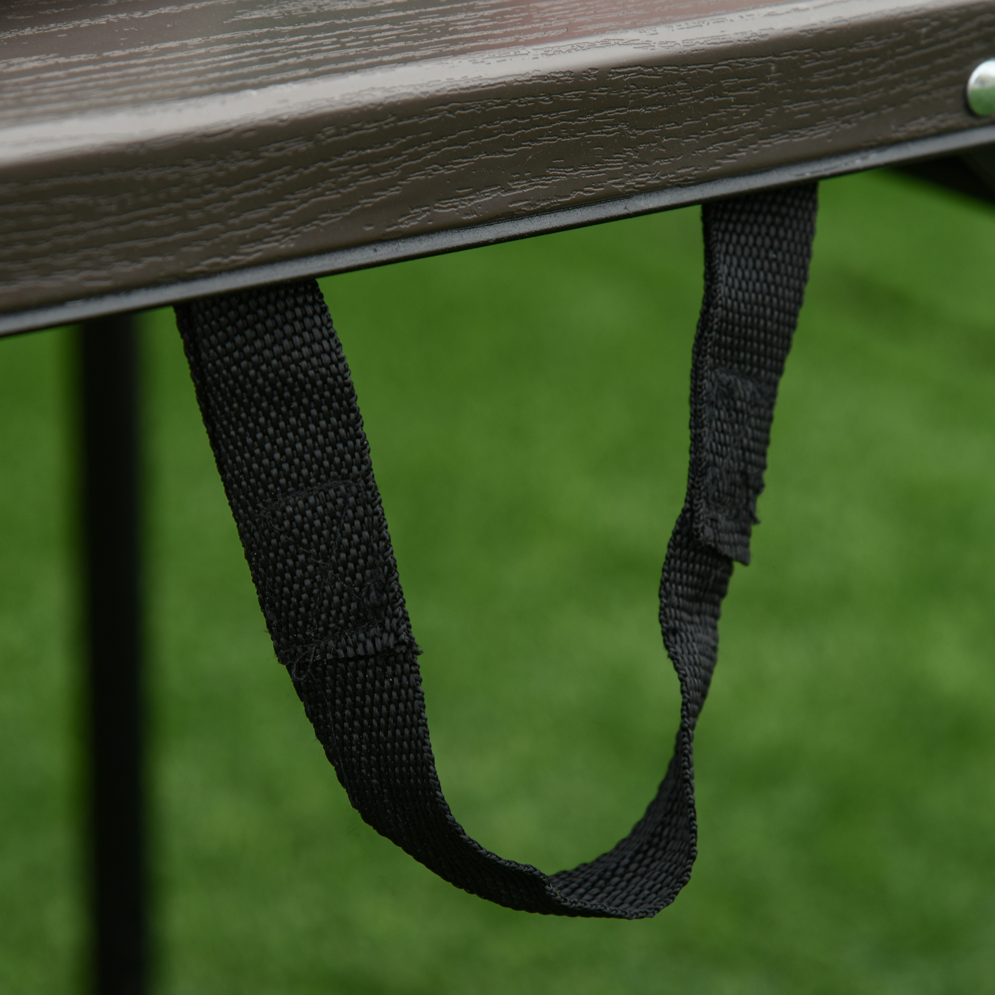 Outsunny 4FT Portable Metal Picnic Table-Black/Brown