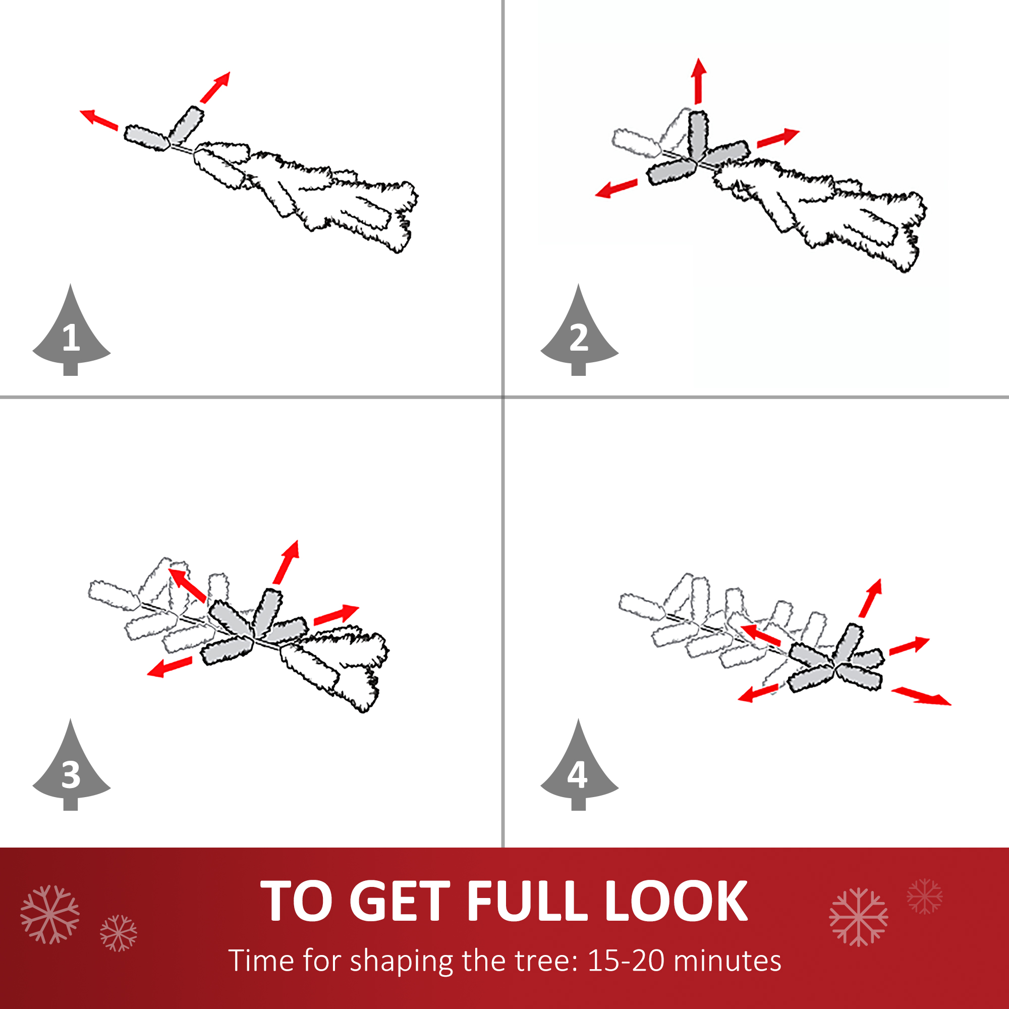 HOMCOM Artificial Fibre Optic Christmas Tree w/ 26 LED Lights Pre-Lit White Blue 4FT