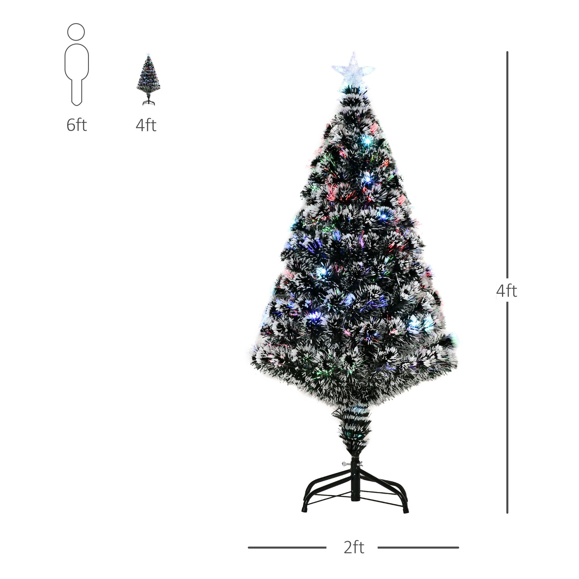 HOMCOM 4ft 120cm Green/White Artificial Christmas Tree W/ Prelit LED
