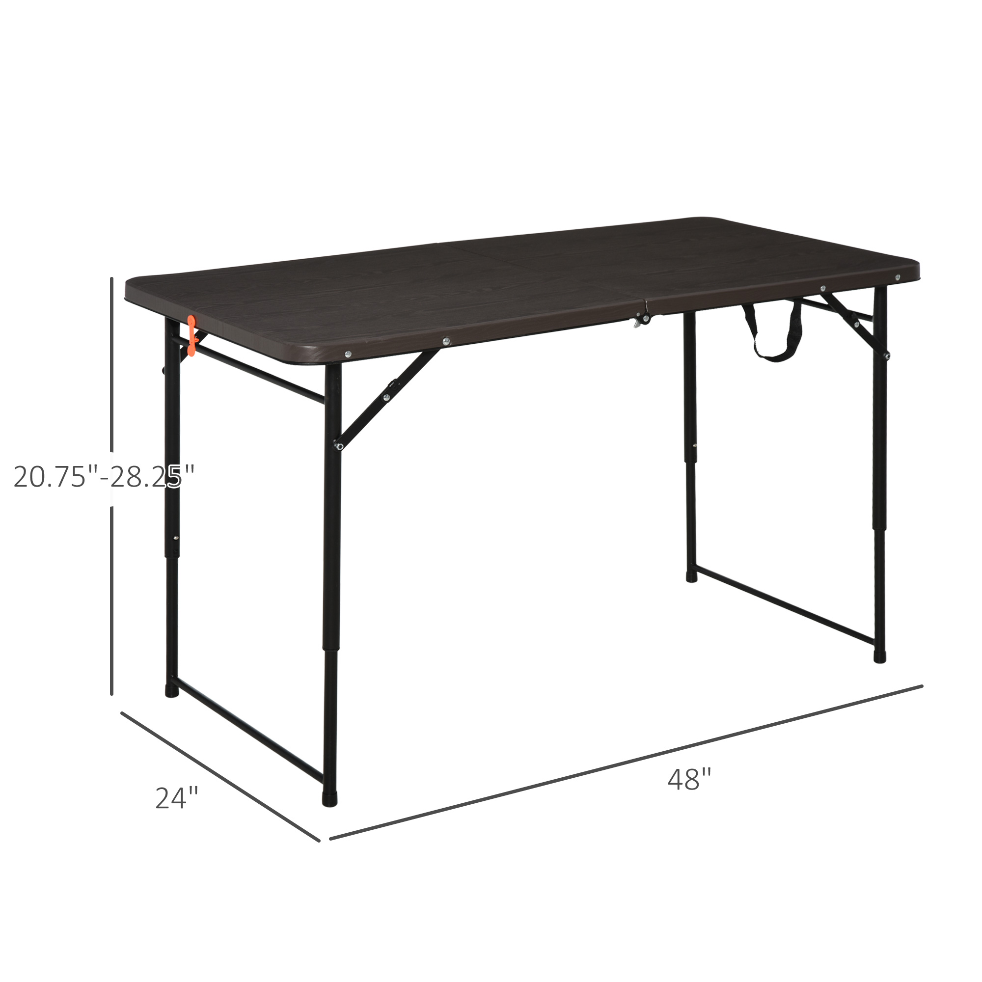 Outsunny 4FT Portable Metal Picnic Table-Black/Brown
