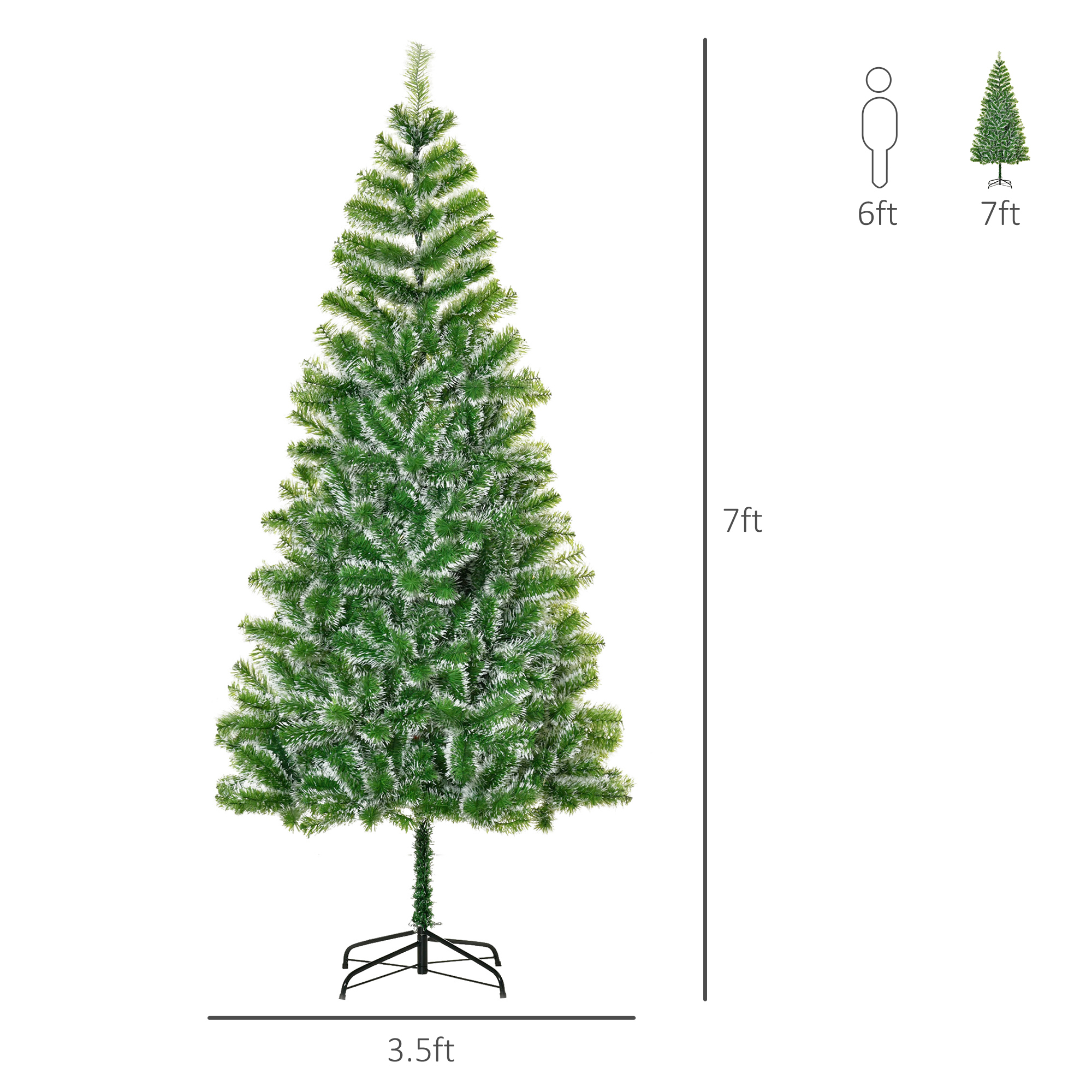 HOMCOM Christmas Tree 2.1M W/ Metal Stand 