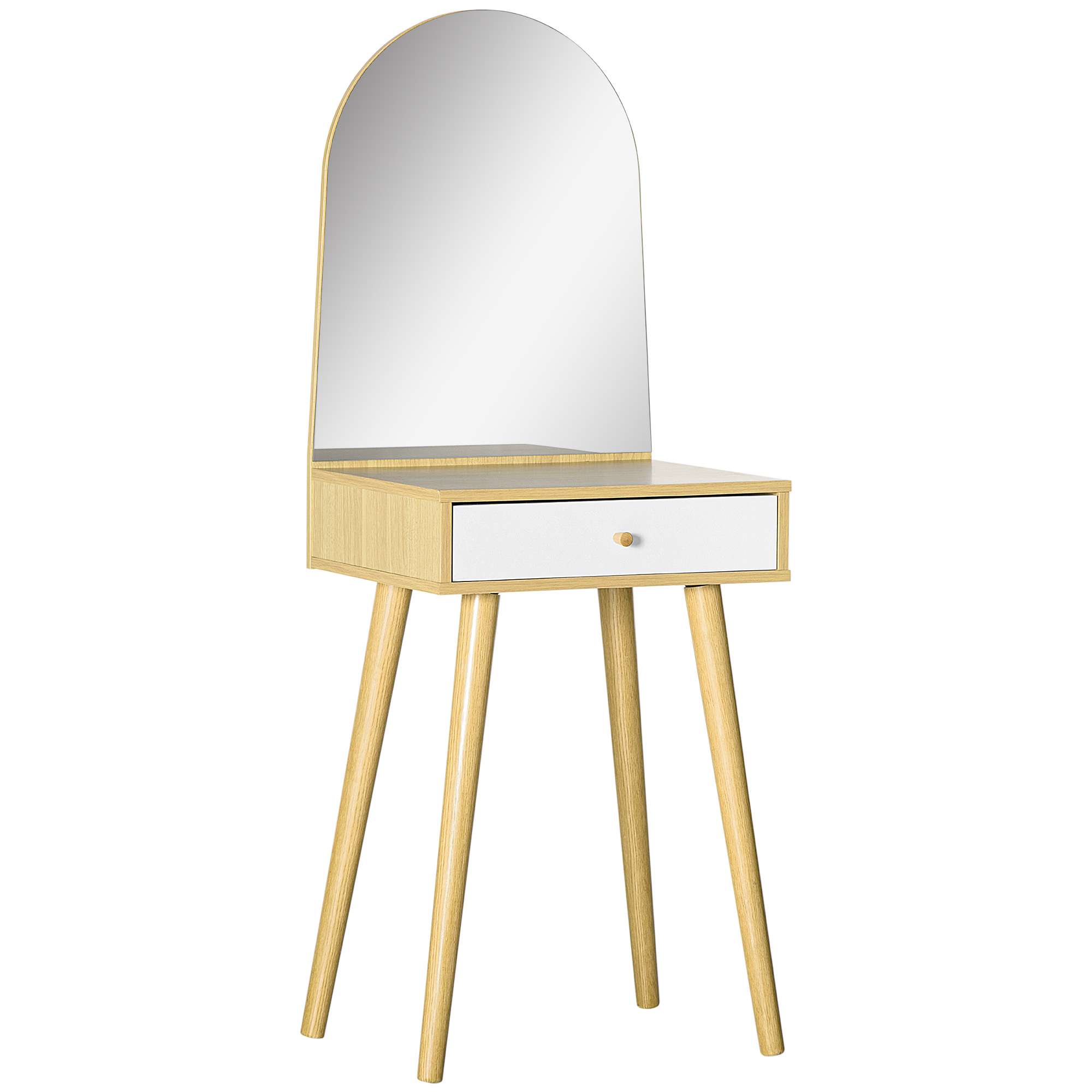 Modern Dressing Table with Large Mirror and Storage Drawer