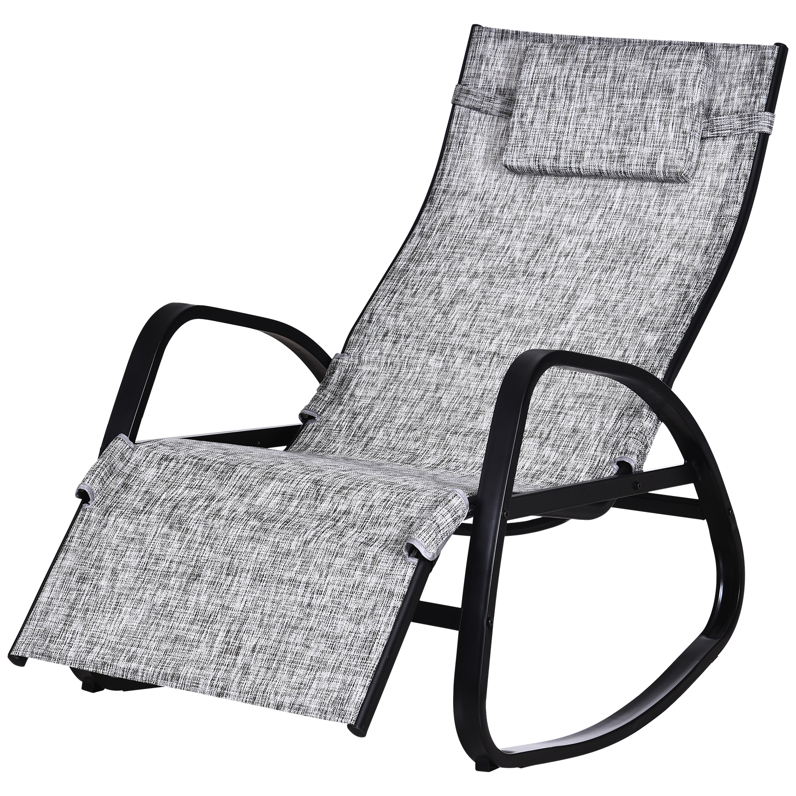 Outsunny Tumbona Mecedora de Exterior con Respaldo y Reposapiés Regulables 64x69x108 cm Gris