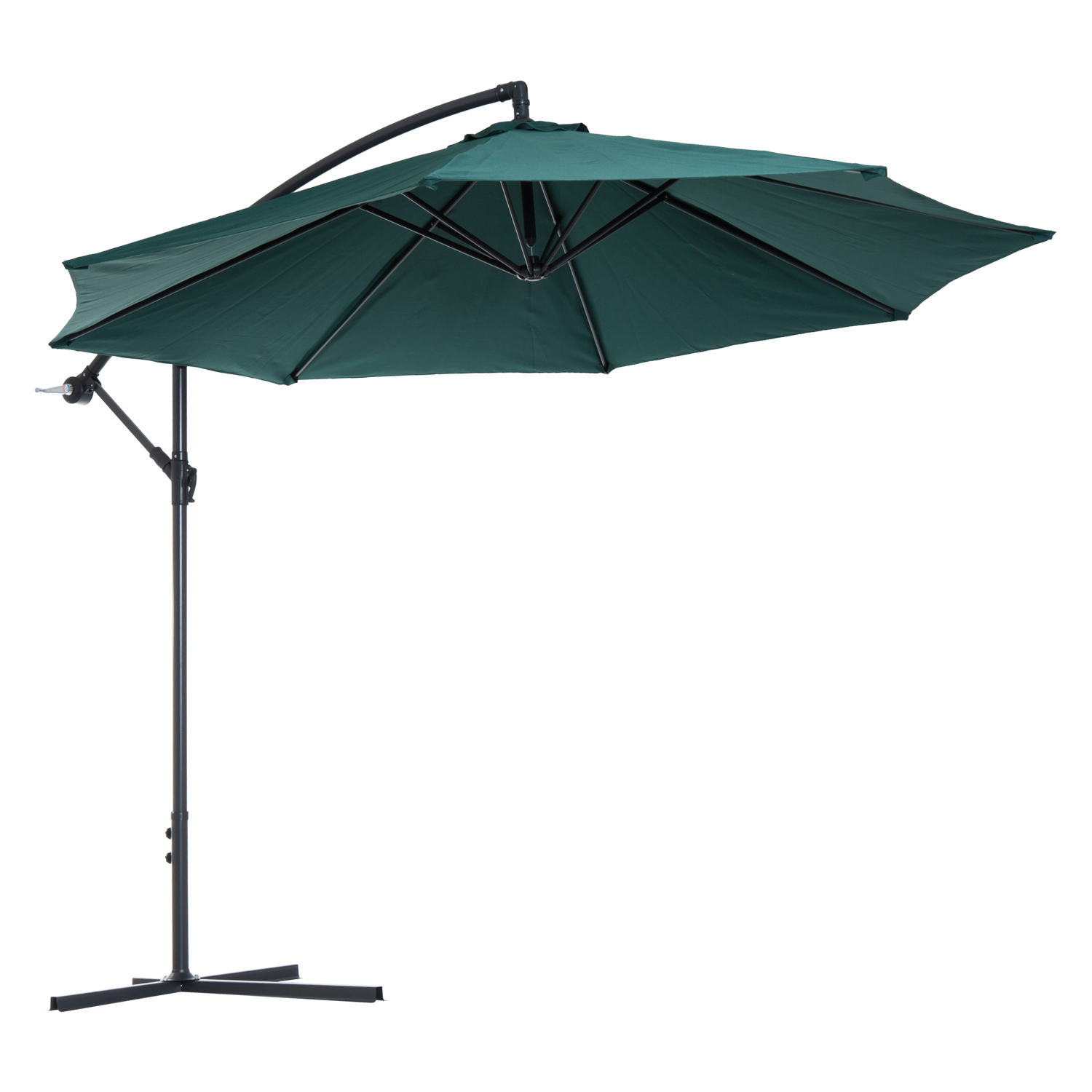 Outsunny Sombrilla De Jardín 292 Cm Parasol Excéntrico Con Manivela Giratorio 360 Inclinacion Ajustable Doble Techo Y Base Cruzada Sombrilla Para Terraza Exterior Patio Gris Claro