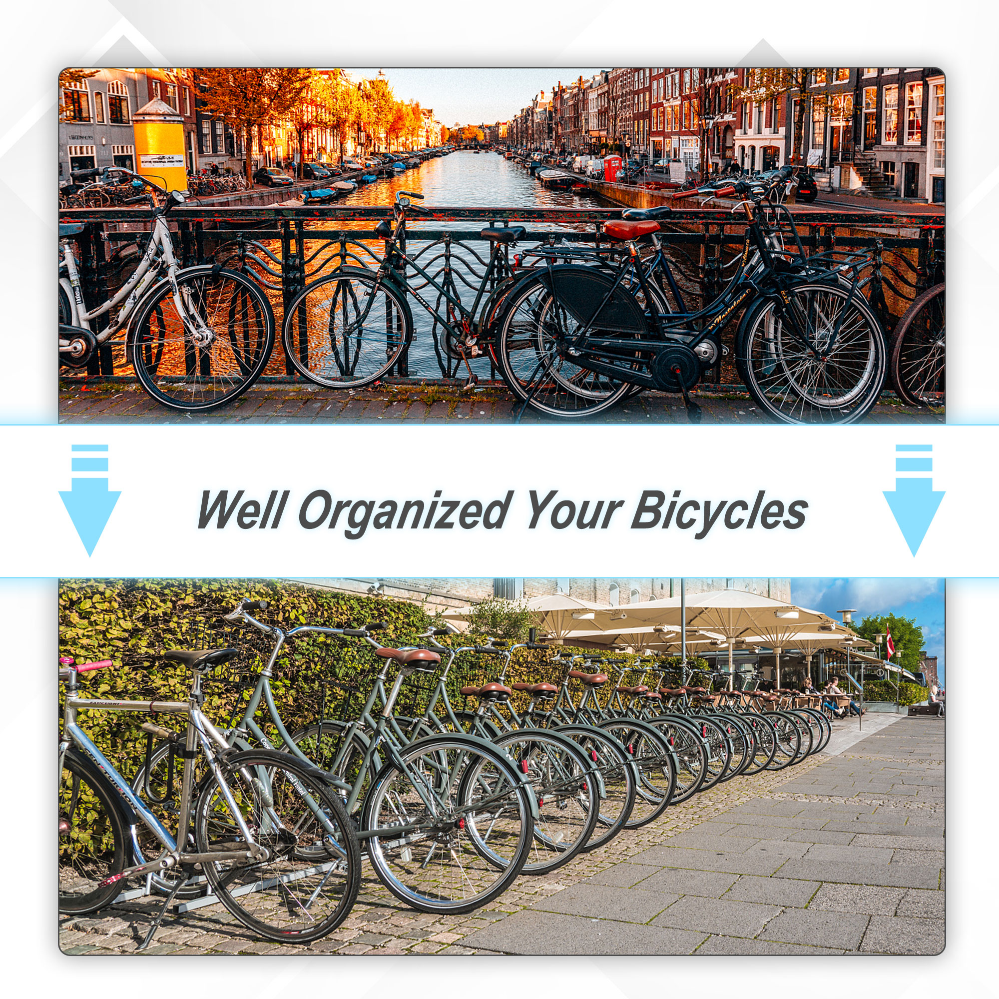 HOMCOM Bicycle Parking Stand for 3 Bikes, Floor or Wall Mount, Cycle Storage Locking Rack, Silver