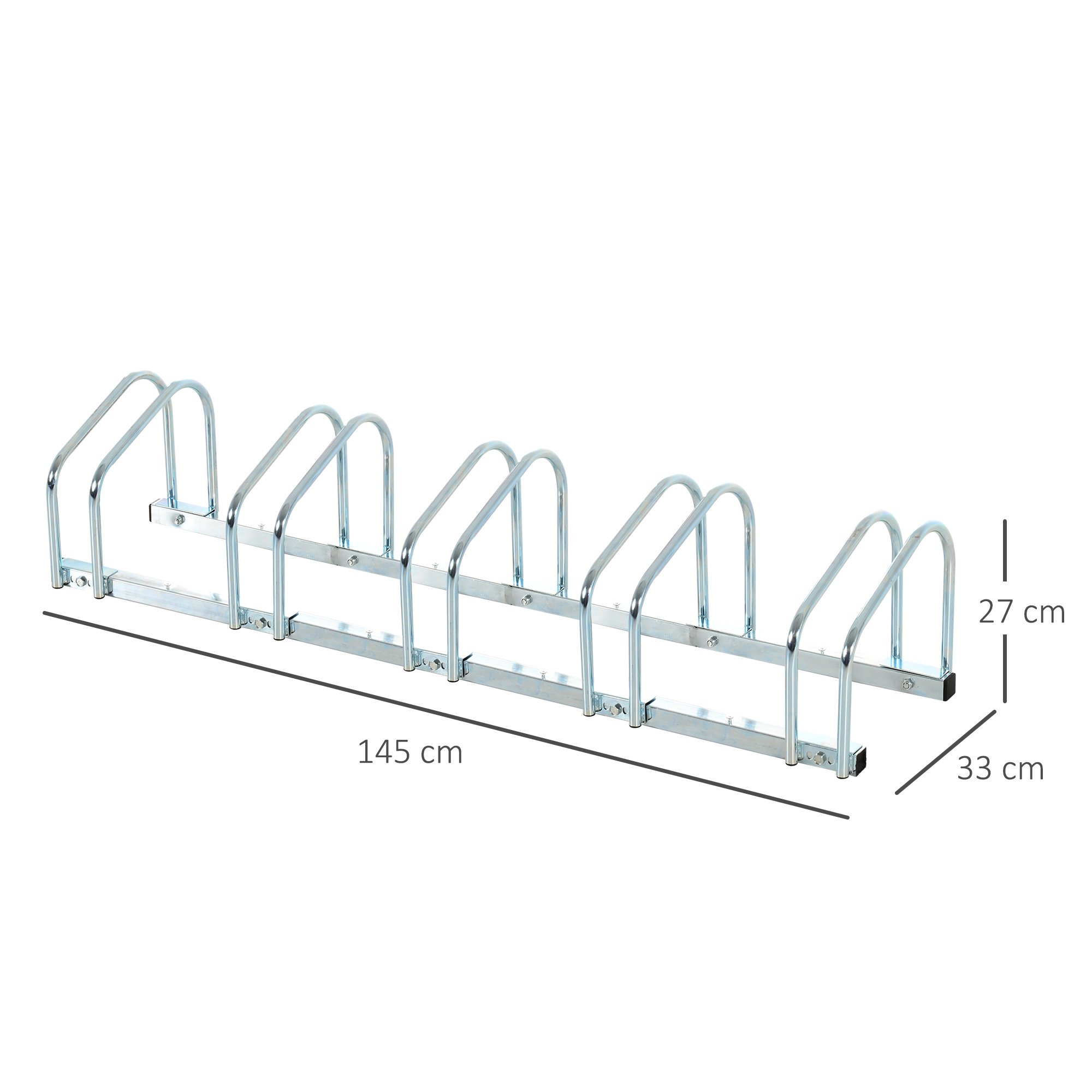 HOMCOM Bike Stand Parking Rack Floor or Wall Mount Bicycle Cycle Storage Locking Stand (5 Racks, Silver)