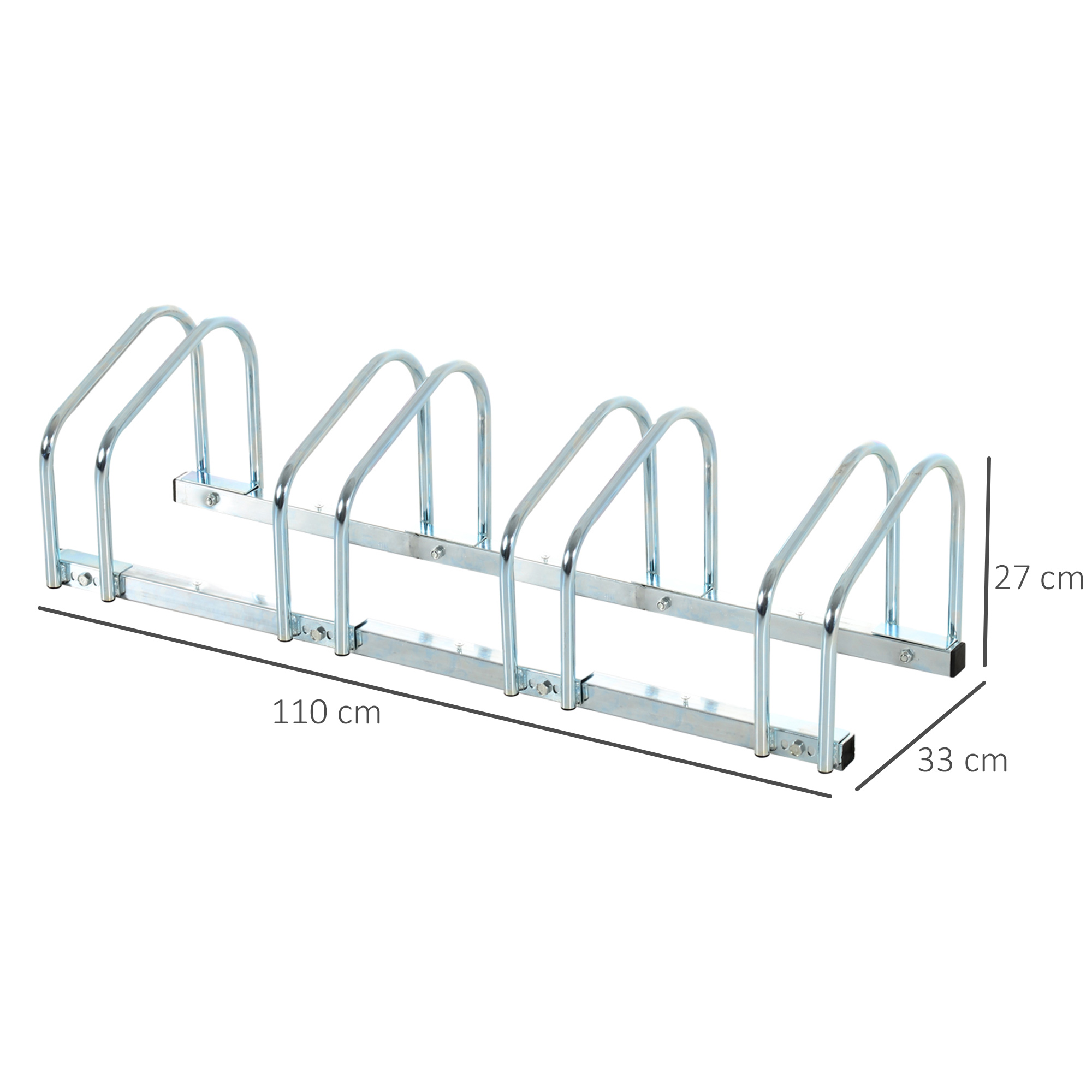 HOMCOM Bicycle Parking Stand, Floor or Wall Mounted Bike Rack, Cycle Storage with Locking Feature, 4 Racks, Silver