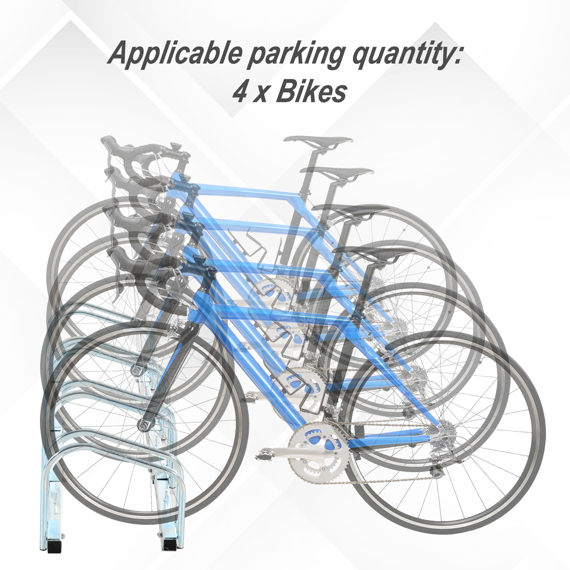 HOMCOM Bicycle Parking Stand, Floor or Wall Mounted Bike Rack, Cycle Storage with Locking Feature, 4 Racks, Silver
