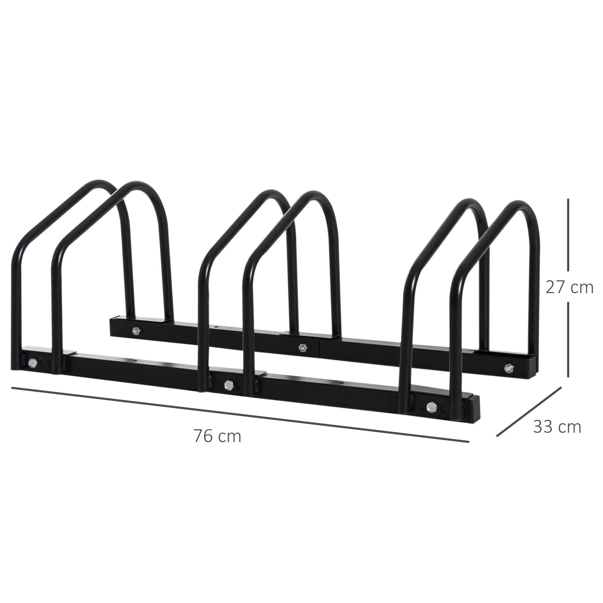 HOMCOM Bike Stand for Parking, Floor or Wall Mount Bicycle Storage Locking Stand, 76L x 33W x 27H, Black