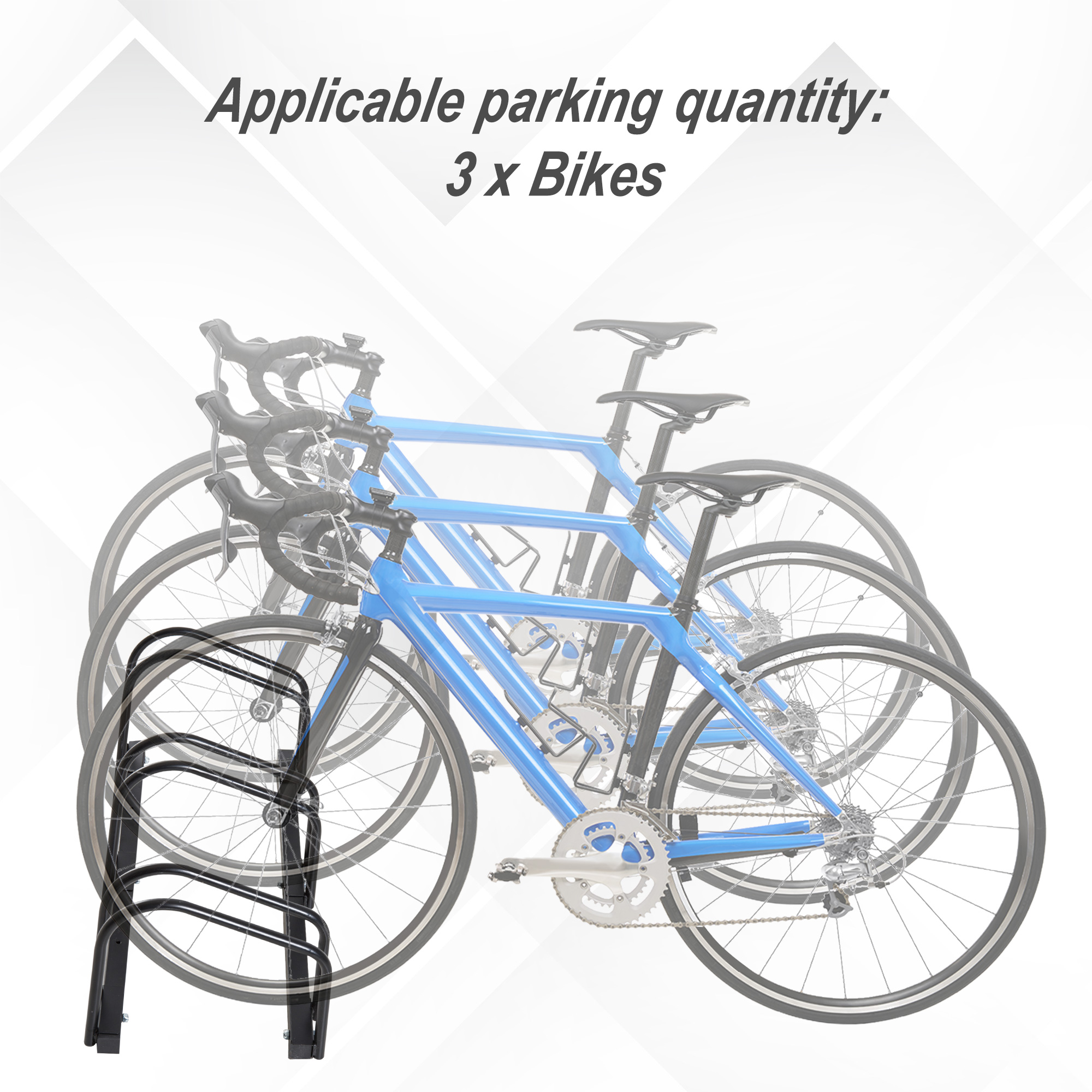 HOMCOM Bike Stand for Parking, Floor or Wall Mount Bicycle Storage Locking Stand, 76L x 33W x 27H, Black