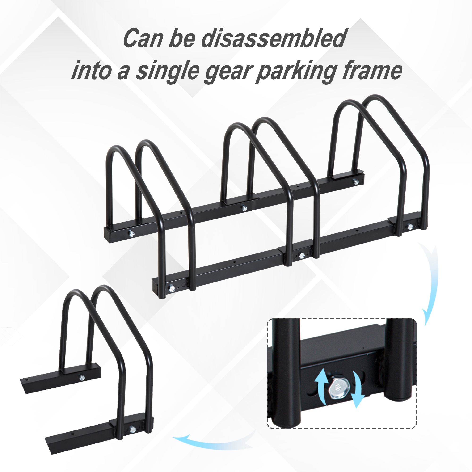 HOMCOM Bike Stand for Parking, Floor or Wall Mount Bicycle Storage Locking Stand, 76L x 33W x 27H, Black