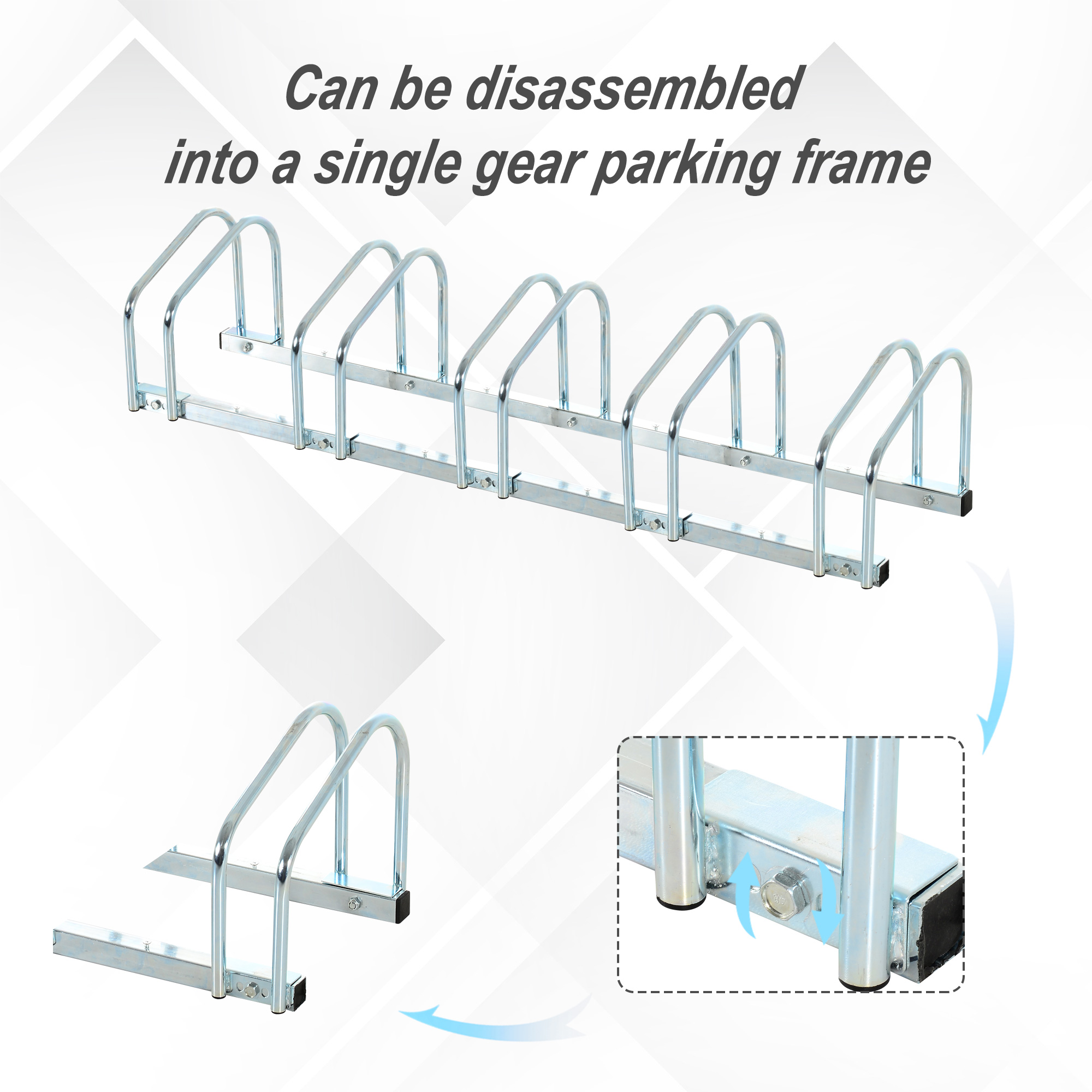 HOMCOM Bike Stand Parking Rack Floor or Wall Mount Bicycle Cycle Storage Locking Stand (5 Racks, Silver)
