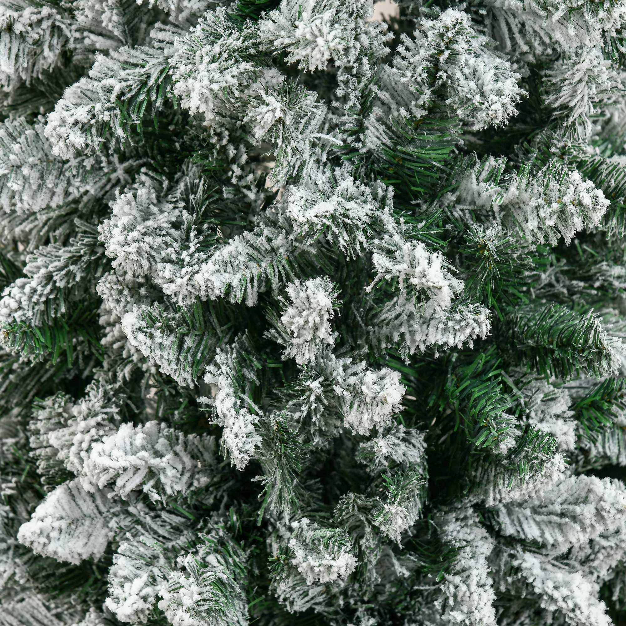 HOMCOM 6 Foot Snow Flocked Artificial Christmas Tree, Xmas Pencil Tree with 630 Realistic Branches, Auto Open, Pinewood Base, Green