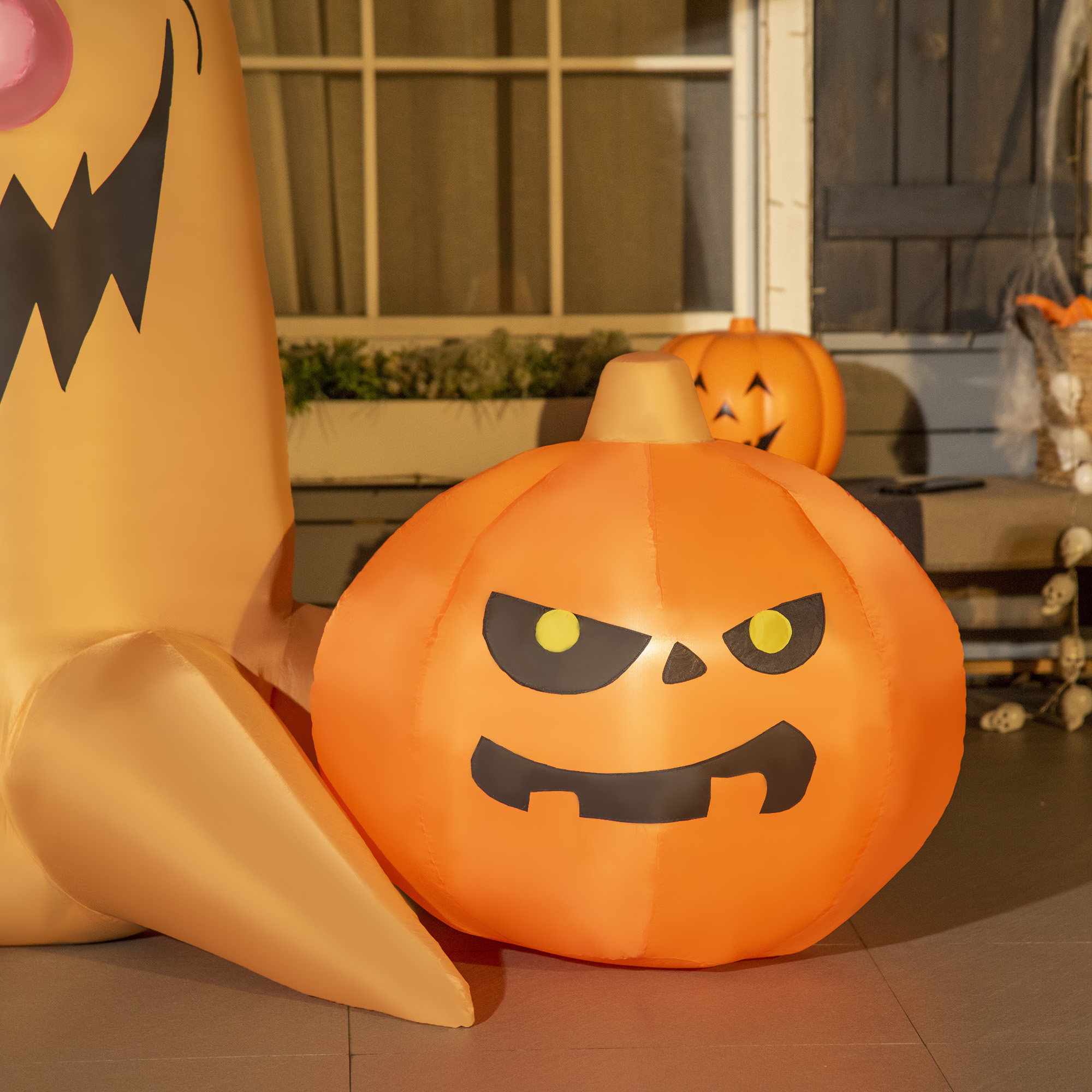 HOMCOM 8ft Inflatable Halloween Haunted Tree w/ Jack-o-lantern, Ghosts & Owl, Blow-Up Outdoor LED Display w/ Rotating Colourful Light