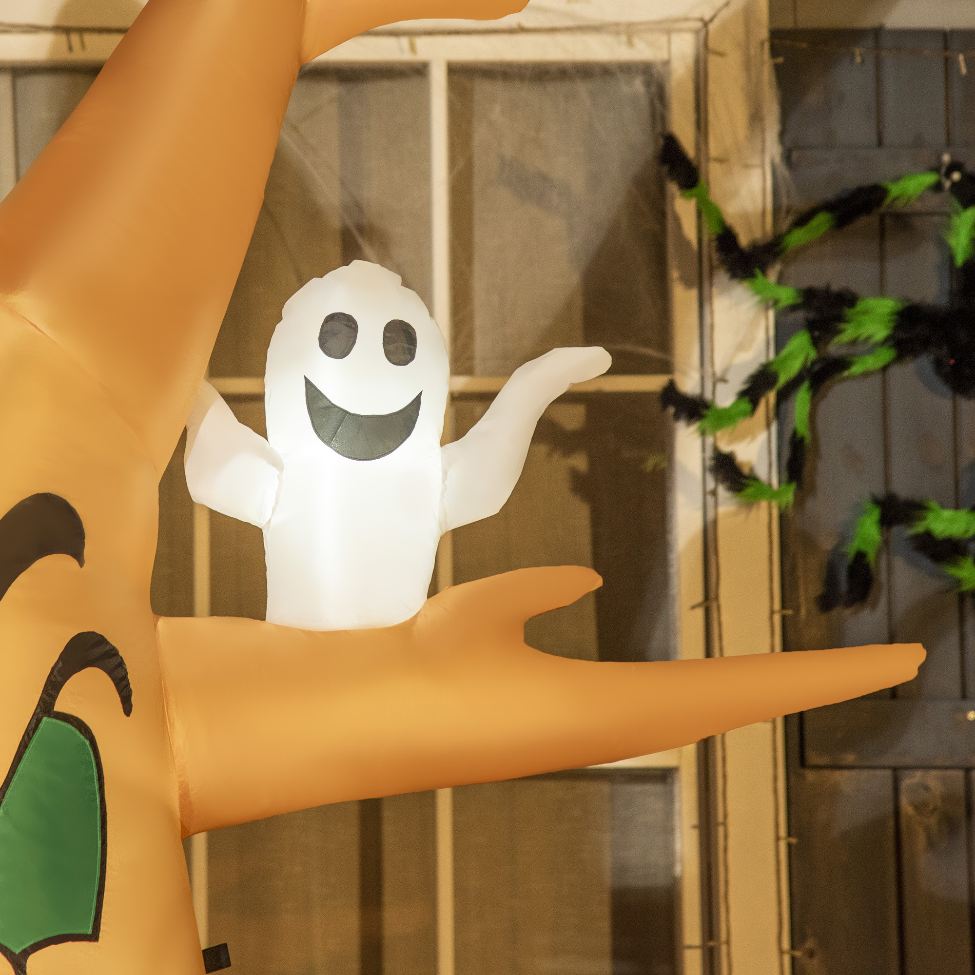 HOMCOM 8ft Inflatable Halloween Haunted Tree w/ Jack-o-lantern, Ghosts & Owl, Blow-Up Outdoor LED Display w/ Rotating Colourful Light