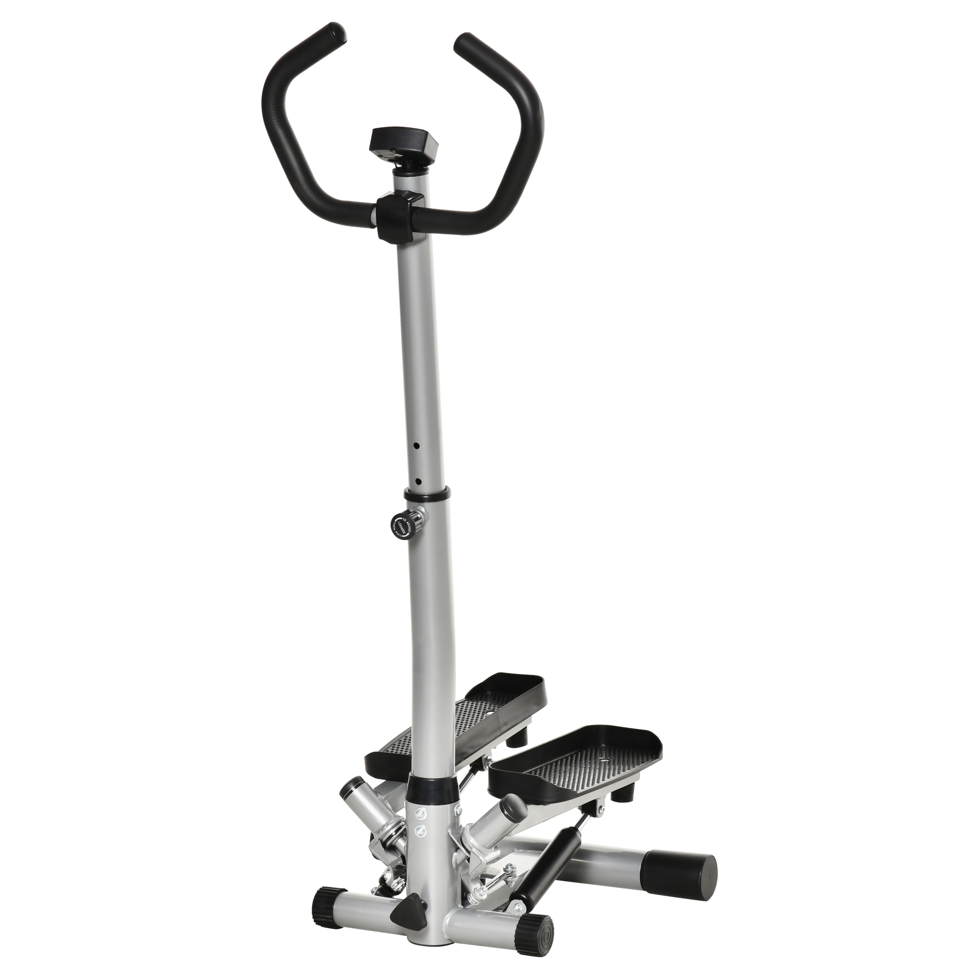 Stepper HOMCOM z uchwytem trenażer domowy do domu mała maszyna fitness do treningu nóg i pośladków z wyświetlaczem LCD regulowana prędkość metal ABS 