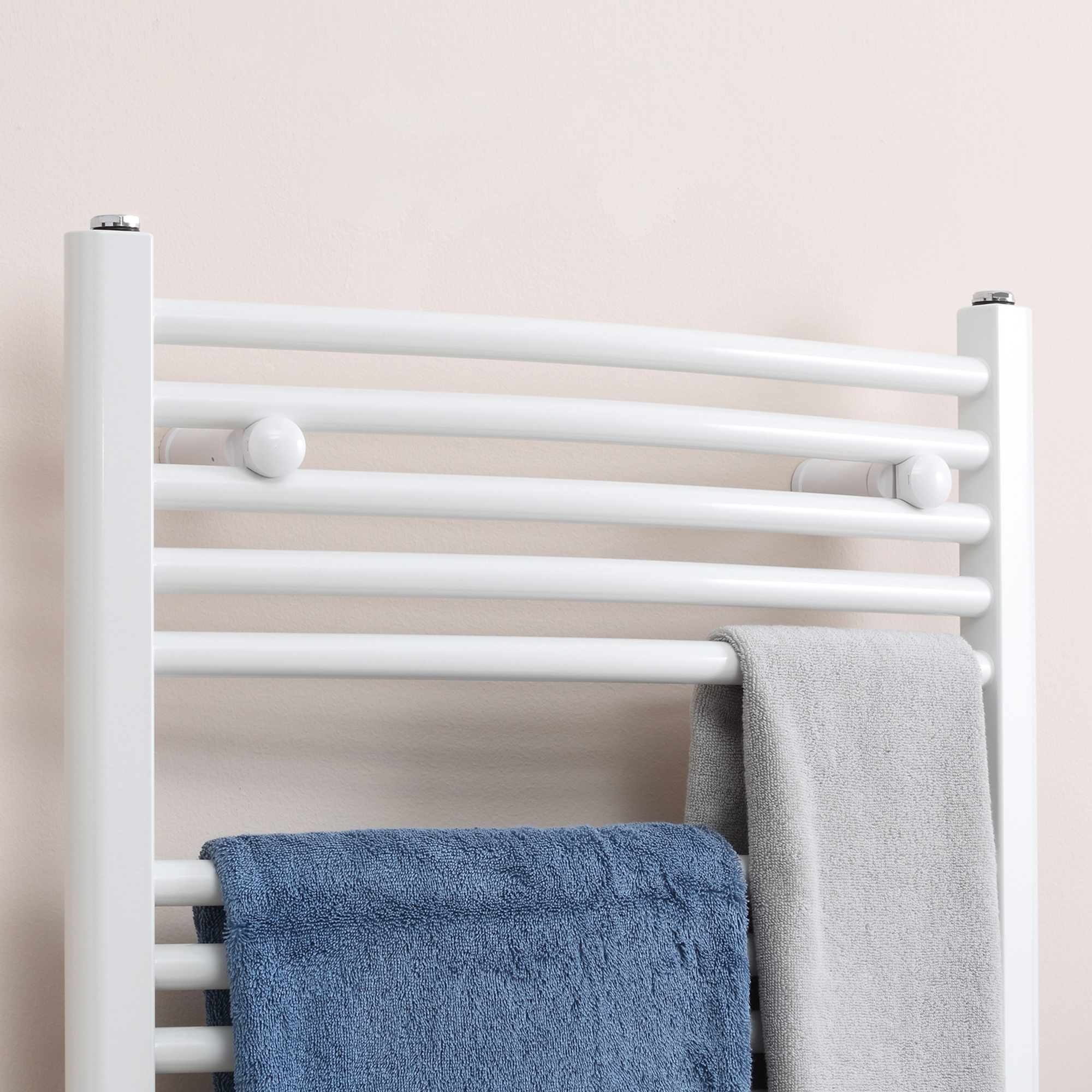 HOMCOM Straight Heated Towel Rail, Hydronic Bathroom Ladder Radiator Towel Warmer For Central Heating 600mm x 700mm, White