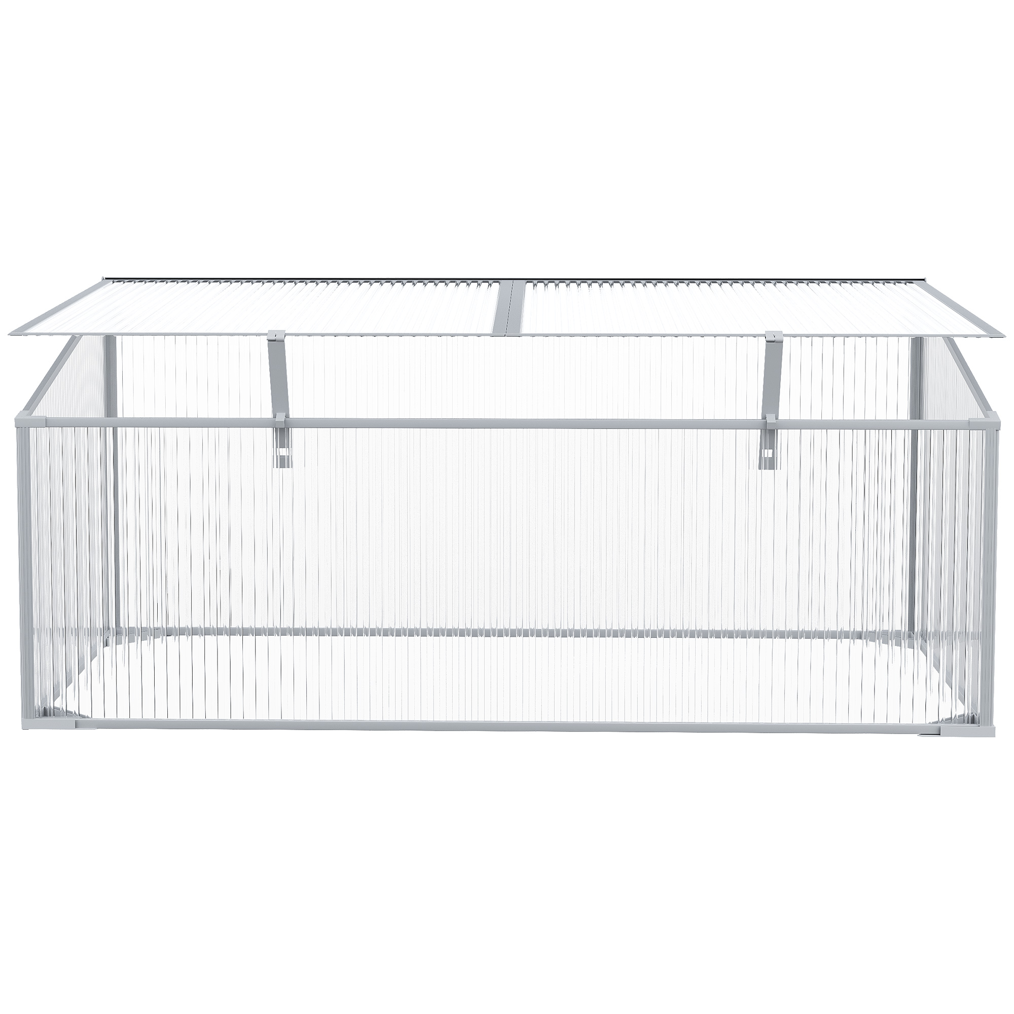 Outsunny Garden Polycarbonate Cold Frame Greenhouse Grow House Flower Vegetable Plants Bed Aluminium Frame  99L x 60W x 44H cm