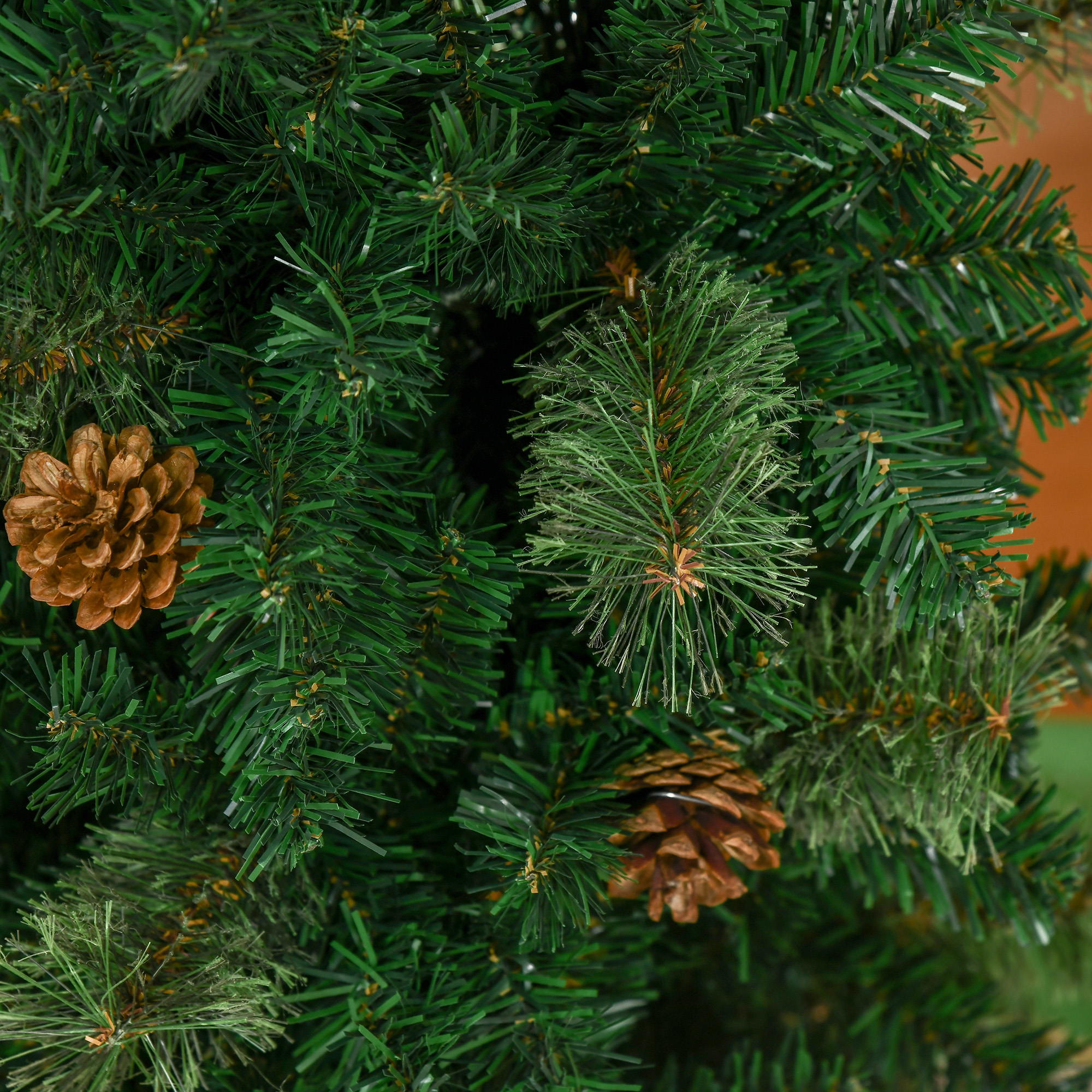 HOMCOM 5.5' TallÂ Pencil Slim Artificial Christmas Tree withÂ RealisticÂ Branches, 412 Tip Count and 21 Pine Cones, Pine Needles Tree, XmasÂ Decoration