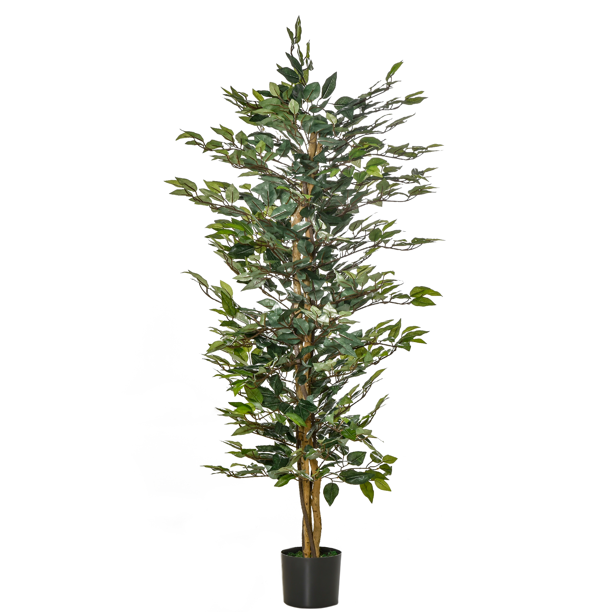 HOMCOM kunstficusboom, realistisch, 150 cm hoog, perfect voor kantoor of woonkamer, onderhoudsvrij, kunststof pot, decoratief, groen | Aosom.nl
