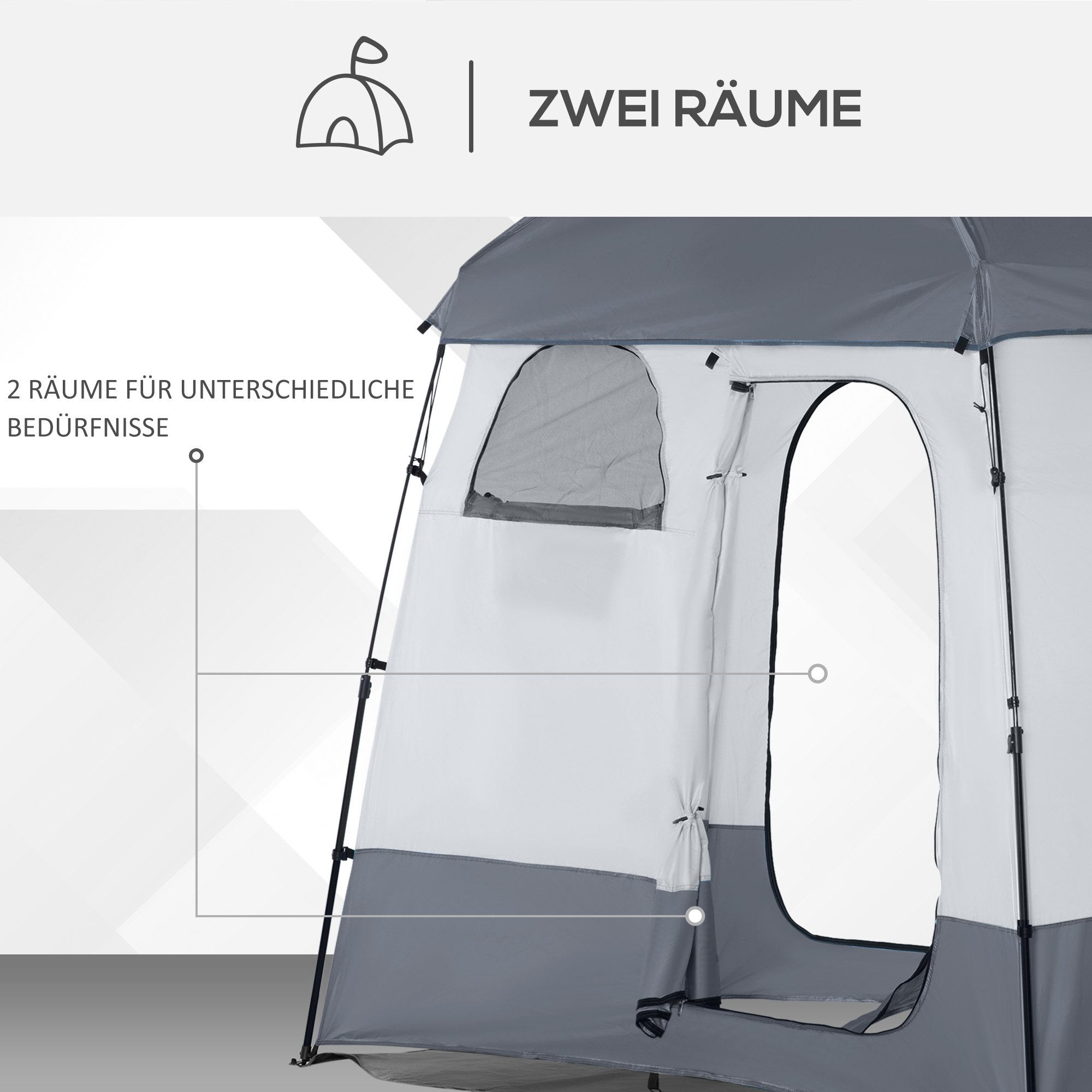 Outsunny Pop-up Douche Tent Toilet Tent Camping Omkleedtent met Draagtas Mobiele Buitentoilet Omkleedcabine Opbergkast Donkergroen, 126 x 124 x 189 cm