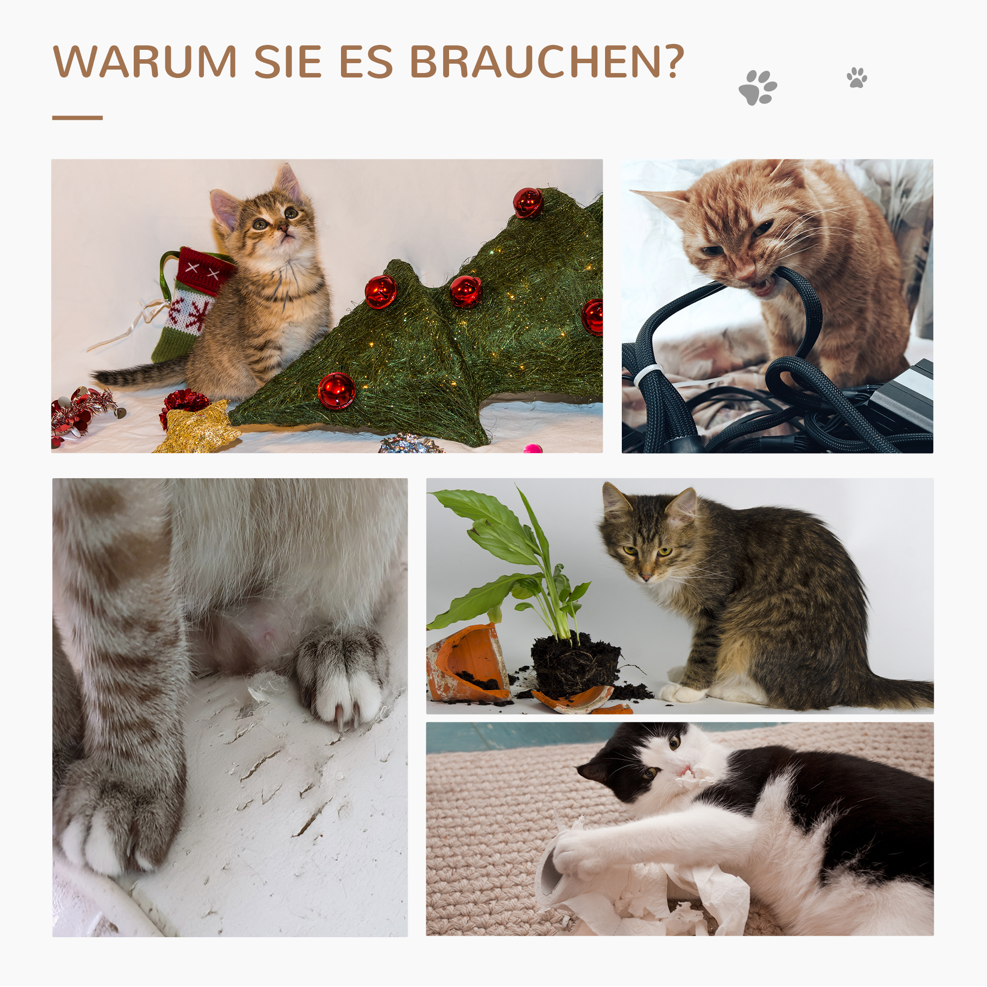 PawHut kattenkruiptunnel, 4 niveaus, met kussens, krabmat, speelballen, kattenhuis voor binnen