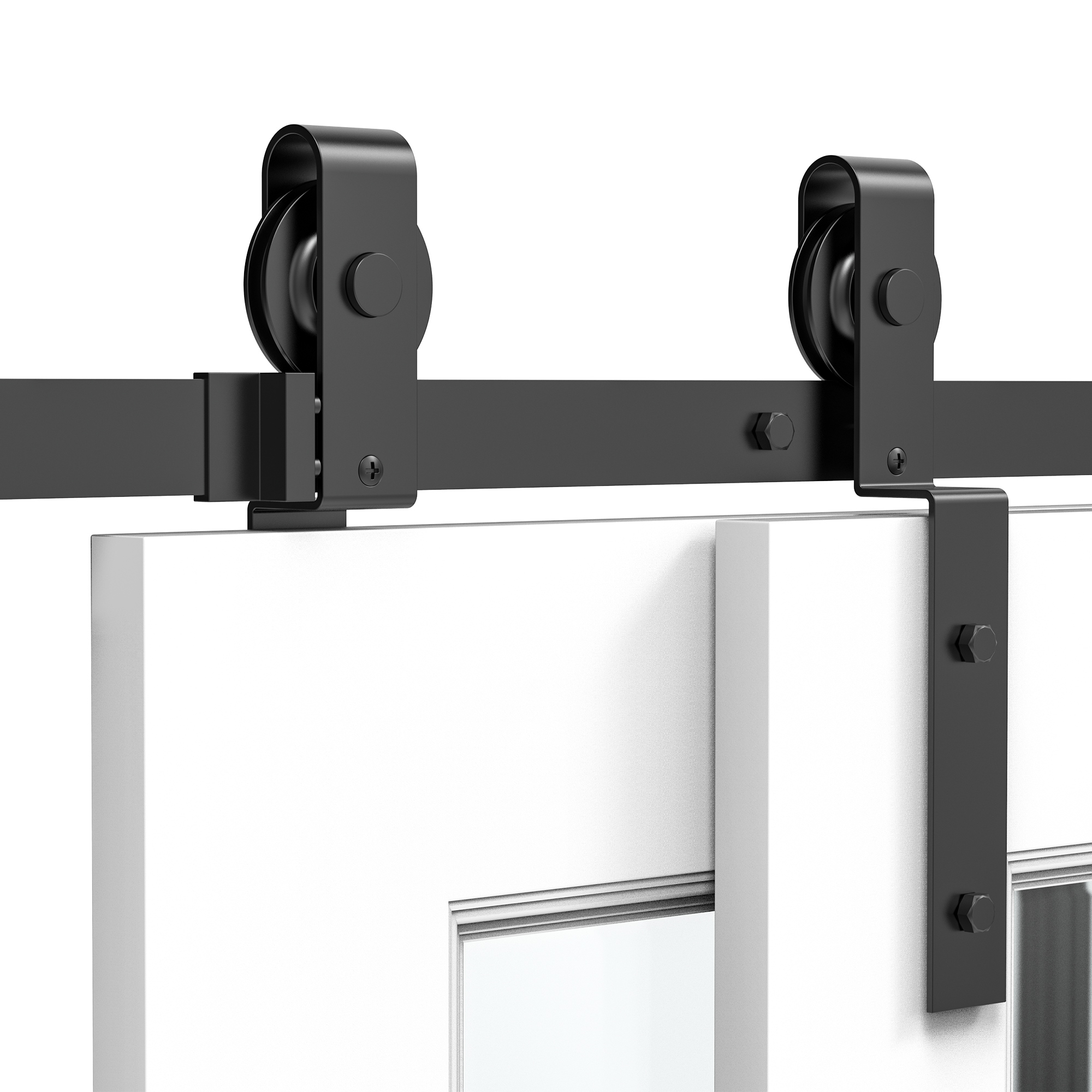 CCJH 4FT/122 cm Schuifdeur Hardware Track Rail Kit Plafond Mount Beugels Set Y Roller Hangers voor Enkele Houten Deur