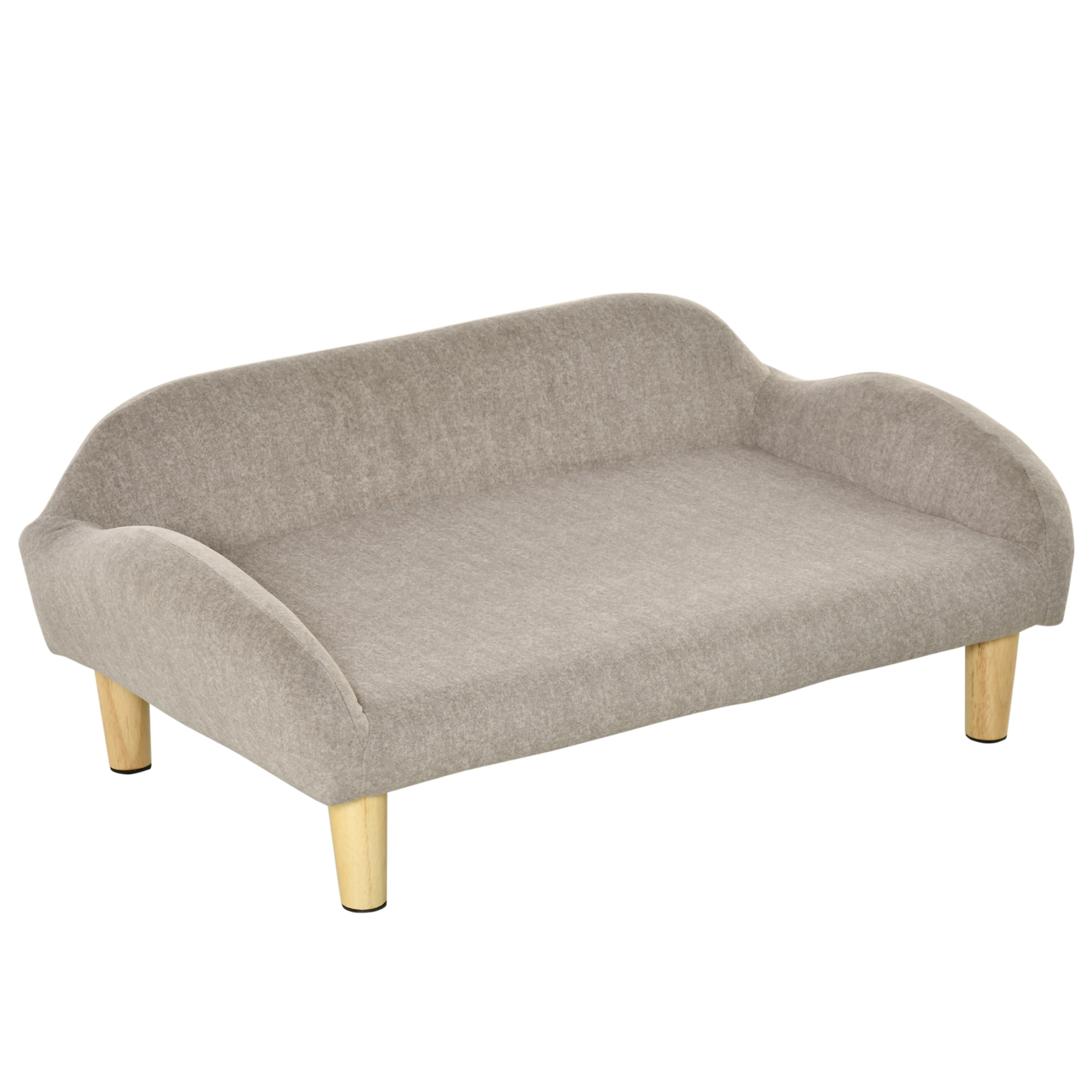 PawHut Sofá para Mascotas Tapizado en Terciopelo Suave Sofá Cama para Perros Gatos Medianos Pequeños Acolchado Grueso 70x40x28 cm Beige