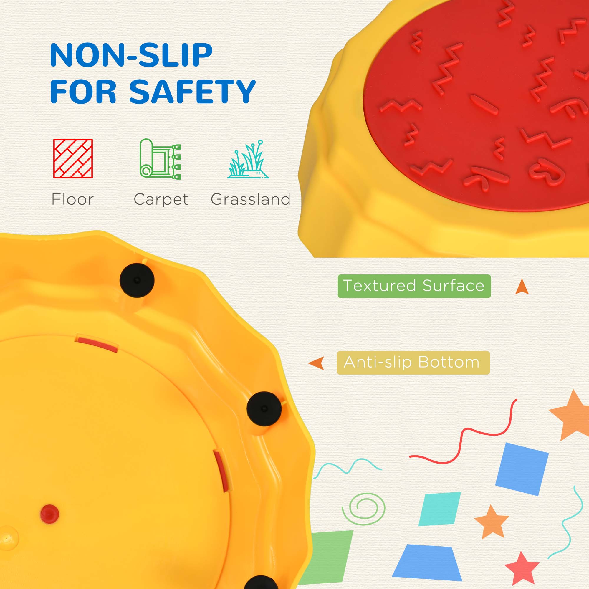 Outsunny Balance Beam for Kids, Non-slip & Stackable Coordination Training Stepping Stones, Blue, for Strength & Coordination