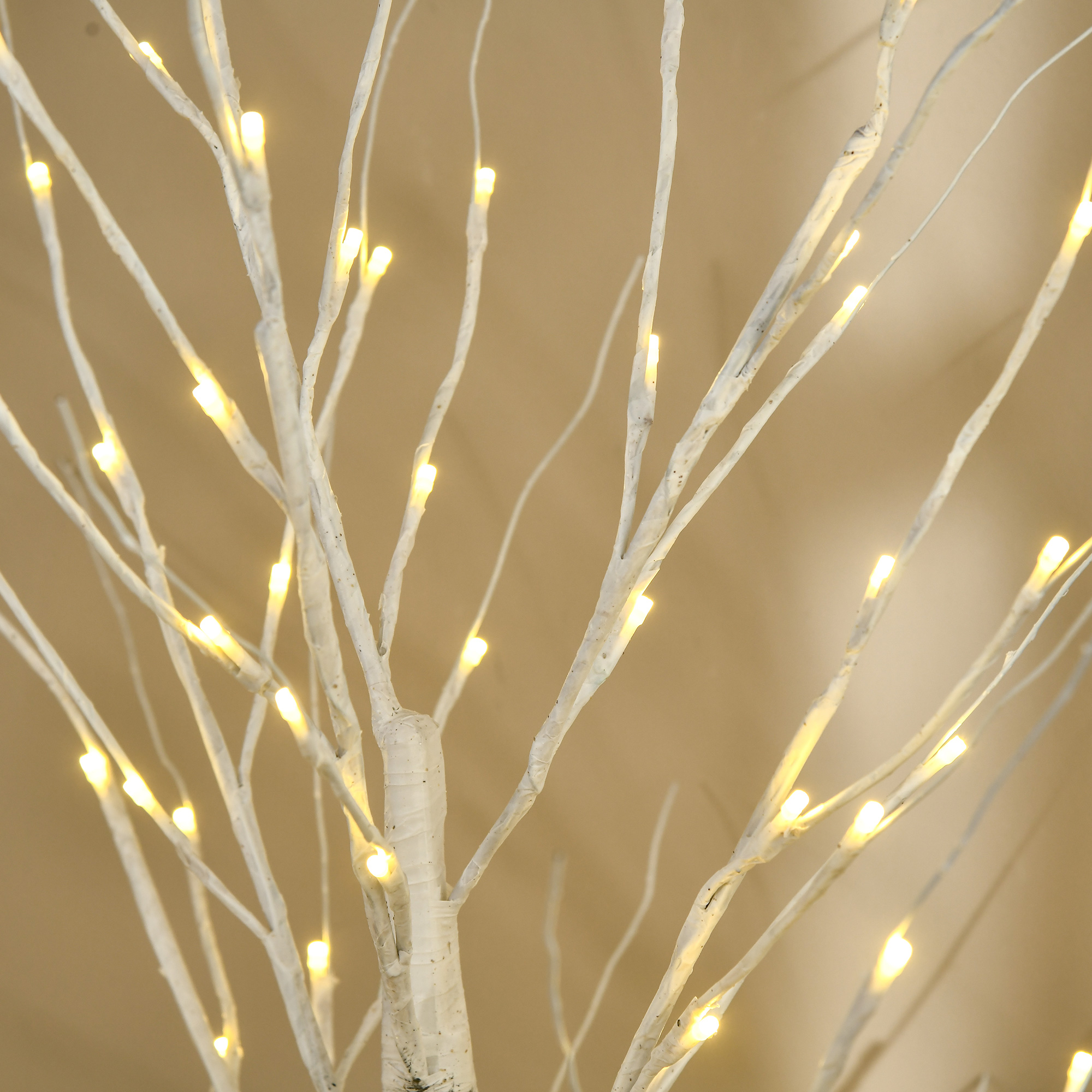 HOMCOM 6ft Artificial White Birch Tree Light with 96 Warm White Pre-Lit LED Light for Indoor and Covered Outdoor Use