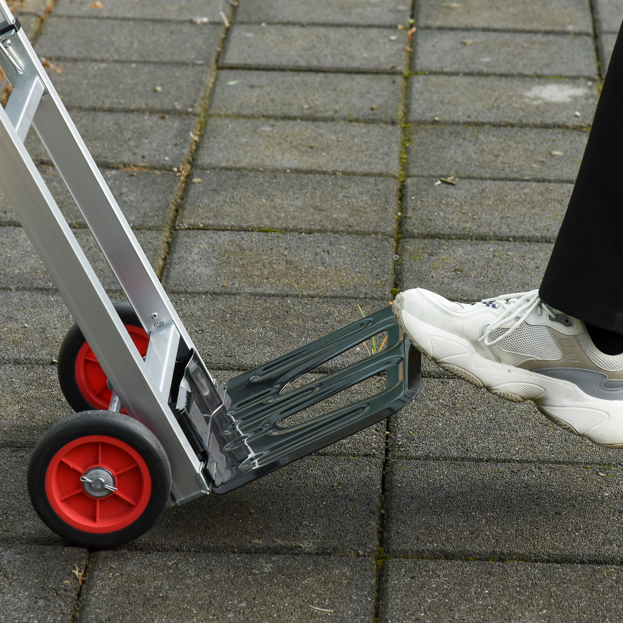 DURHAND Folding Sack Truck with Telescoping Handles, Trolley on Wheels, Aluminium Alloy Hand Truck for Moving and Travel, 90kg Capacity
