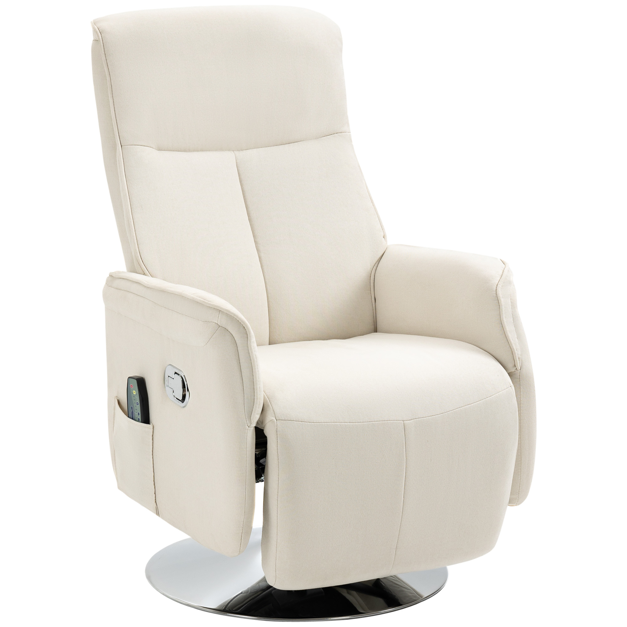 HOMCOM Poltrona de Massagem com Apoio para os Pés Poltrona Relax Reclinável até 135° com 10 Pontos de Massagem 68,5x84x110cm Creme   Aosom Portugal