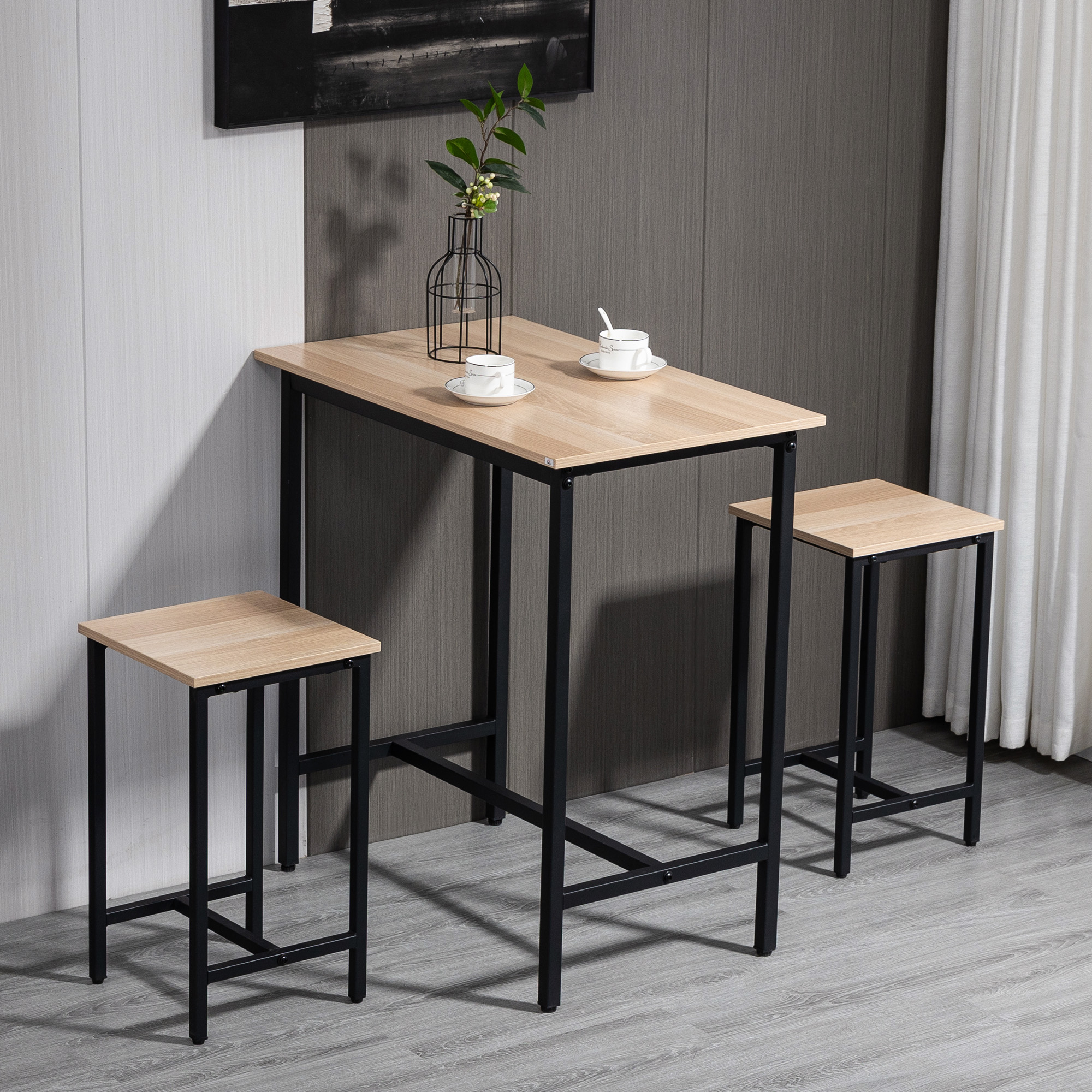 Zestaw barowy HOMCOM w stylu industrialnym, 3-częściowy, 1