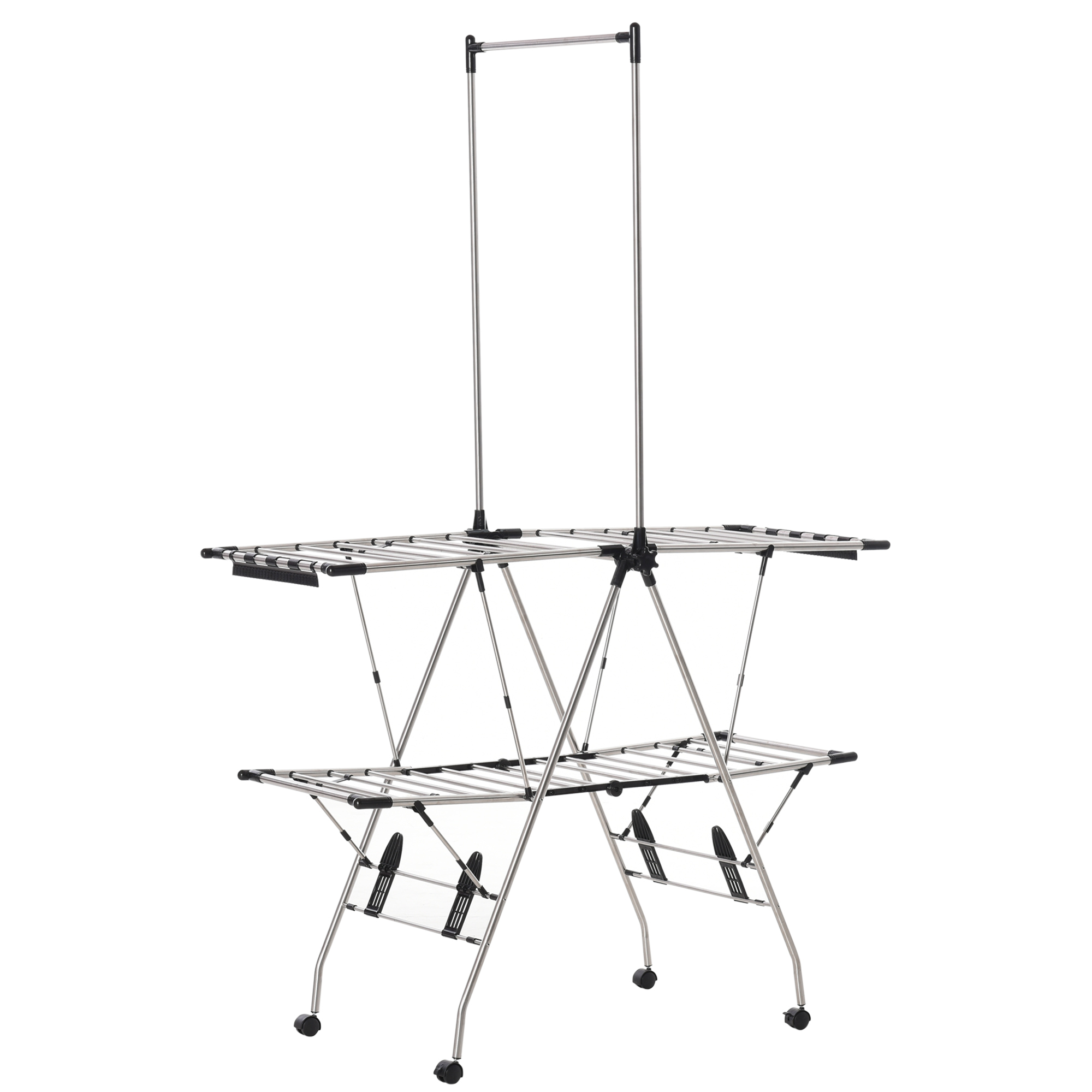 HOMCOM Clothes Rail Drying Rack Stainless Steel 138.5 W x 63 D x 208H Silve Black | Aosom Ireland
