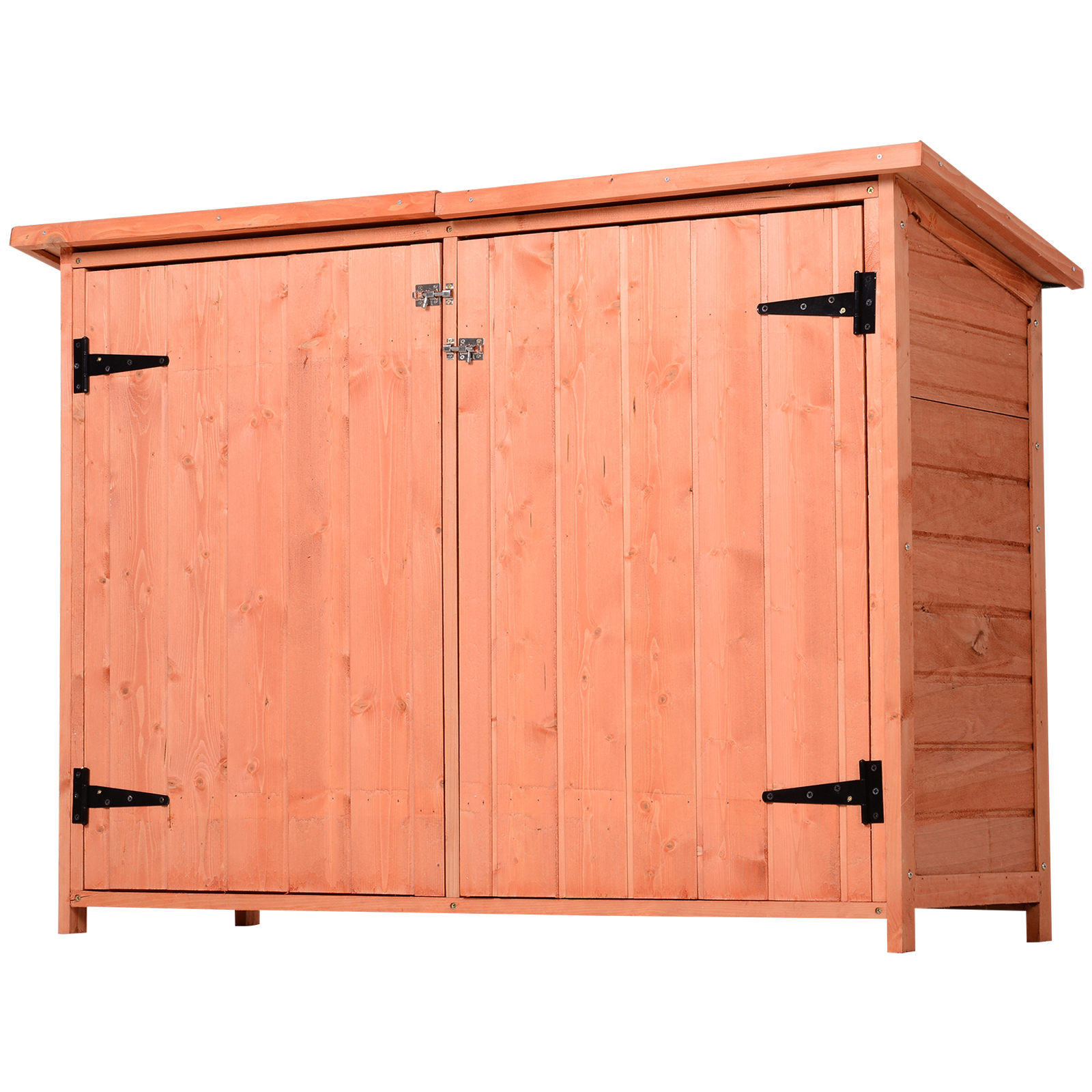 Outsunny tuinkast, gereedschapsschuur met dubbele deur, gereedschapsschuur met 2 vakken, weerbestendig dennenhout, donkergrijs 74 x 43 x 88 cm
