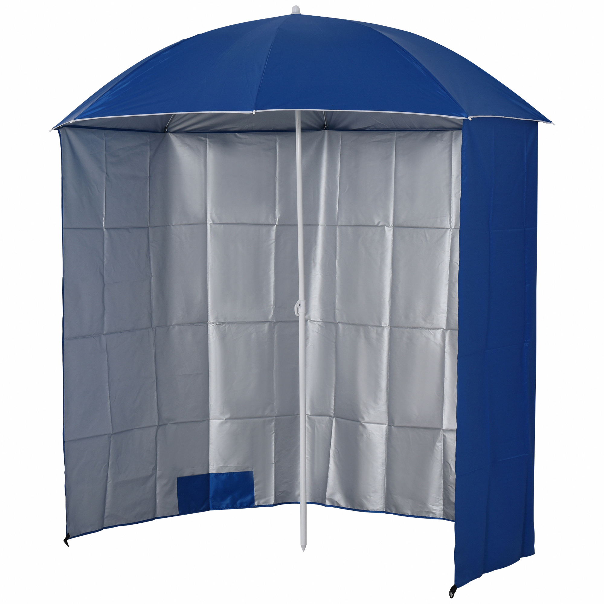 Parasol Outsunny parasol plażowy ochrona przed słońcem ze ścianą boczną plaża poliester niebieski 2,2 x wys. 2,2 m