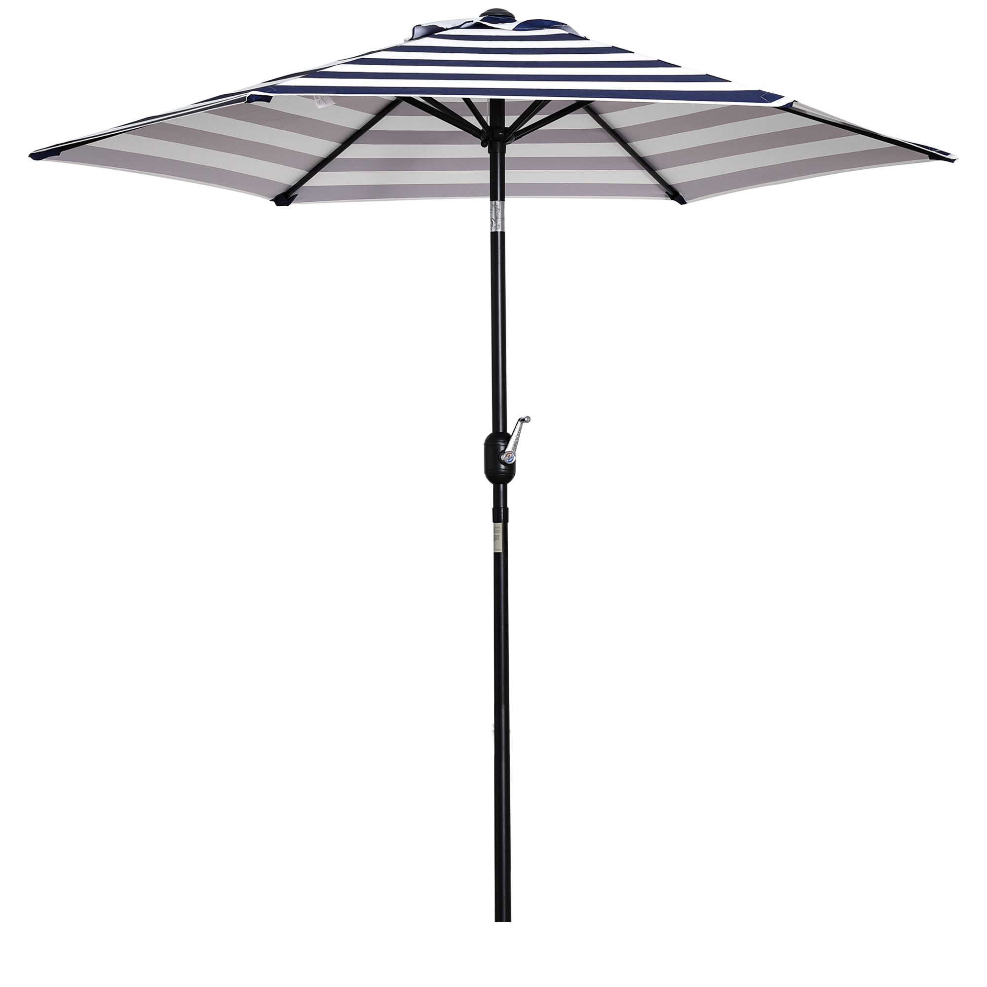 Outsunny Parasol Ogrodowy na Zewnątrz Niebieskie Paski Stal 23x216m Niebieski + Biały | Aosom PL